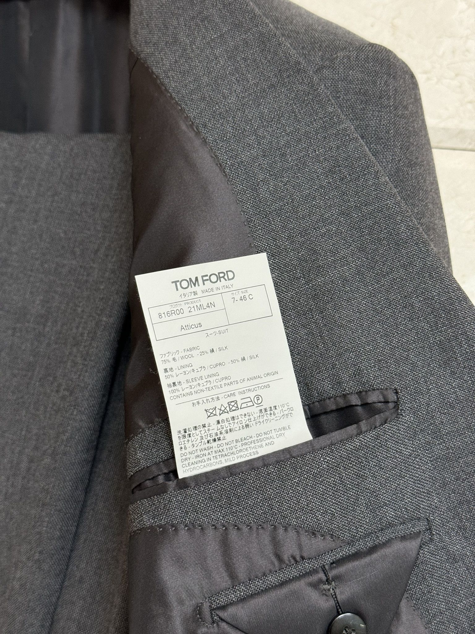 Tom Ford TOM FORD / Atticus Fit Grey Suit US 36 / EU 46 Size 36S - 6 Thumbnail