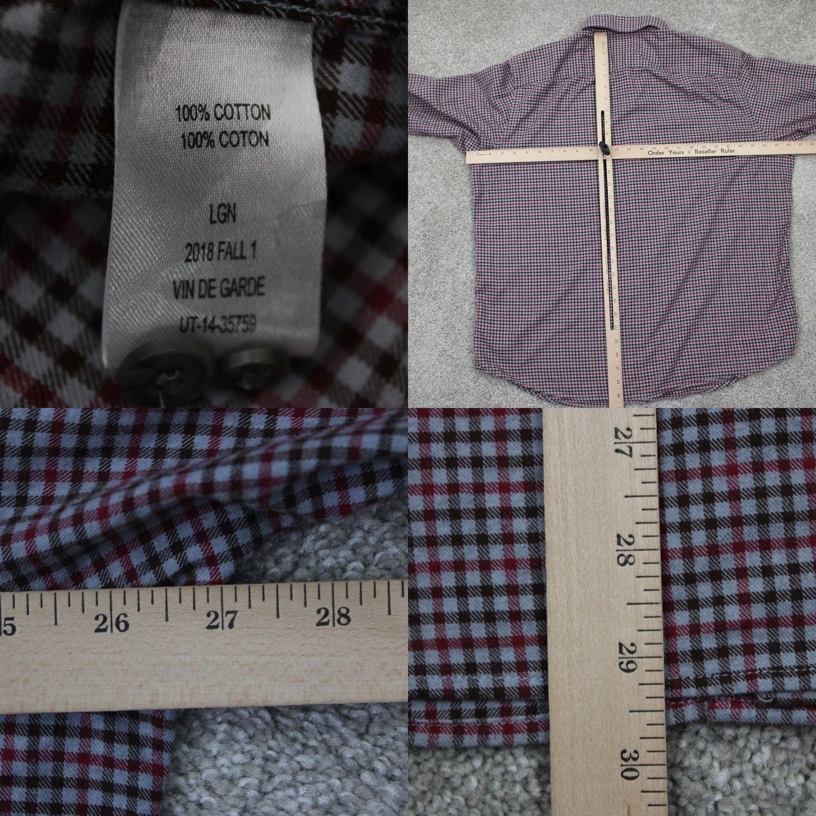 UNTUCKit UNTUCKit Shirt Mens 2XL XXL Red/Black/White Plaid Cotton L/S Button-Down Size US XXL / EU 58 / 5 - 8 Thumbnail