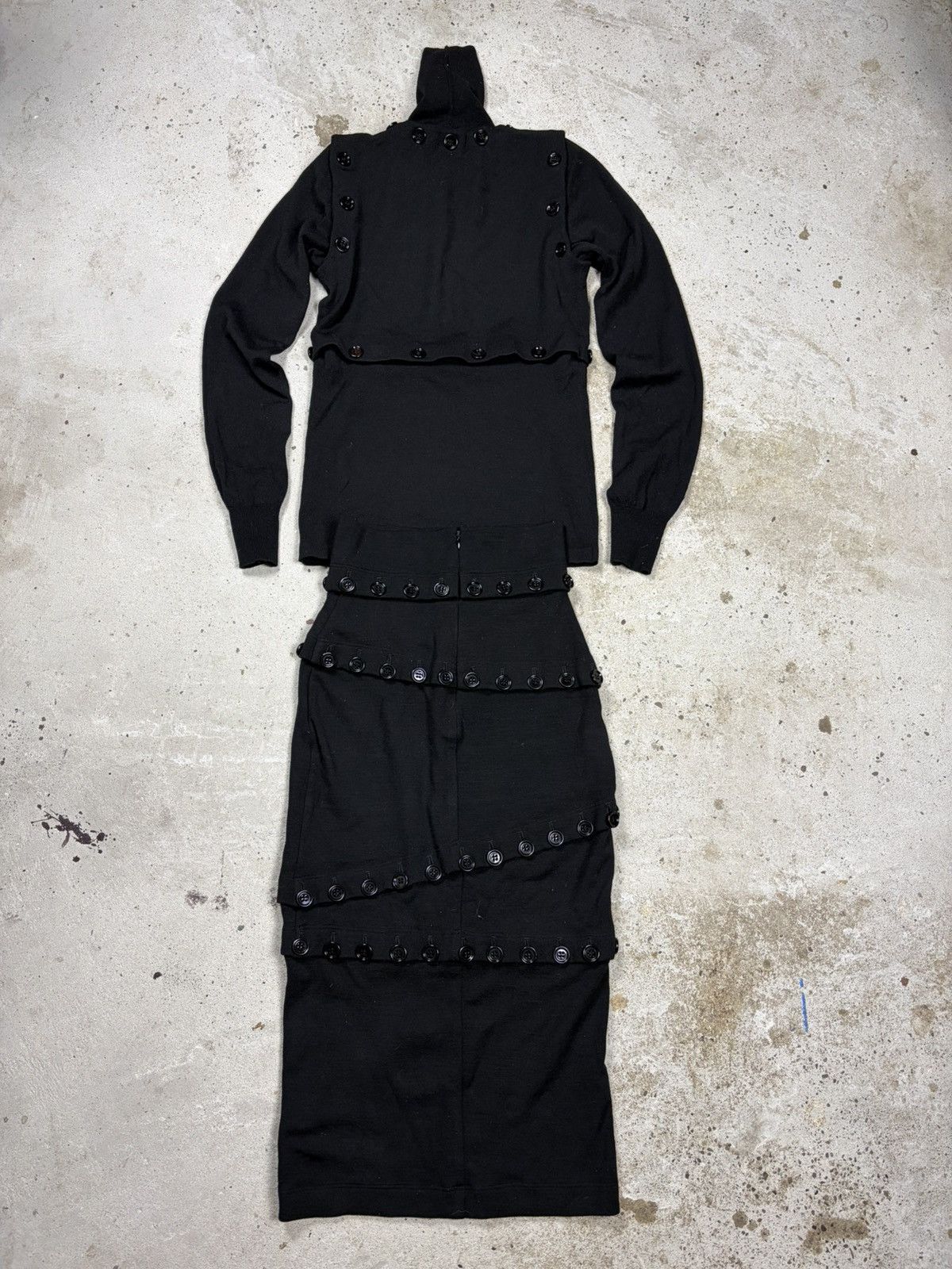 Dolce & Gabbana FW 2003 Dolce & Gabbana Black Button Up Skirt & Sweater Set Size S / US 4 / IT 40 - 3 Thumbnail
