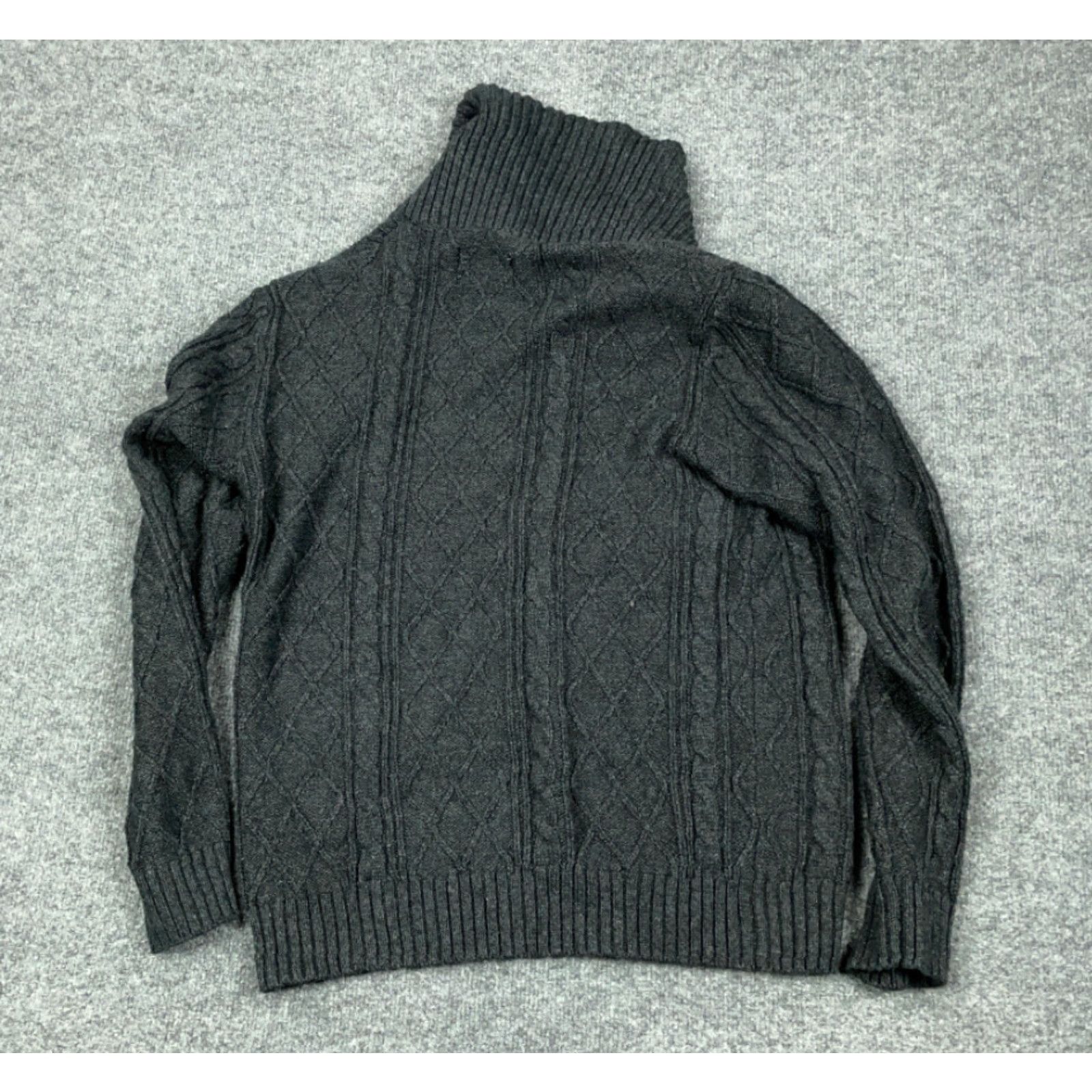 Haggar Haggar Mens Sweater Pullover Knit Cable-Knit Shawl Collar Heavyweight Dark Gray Large Size US L / EU 52-54 / 3 - 2 Thumbnail