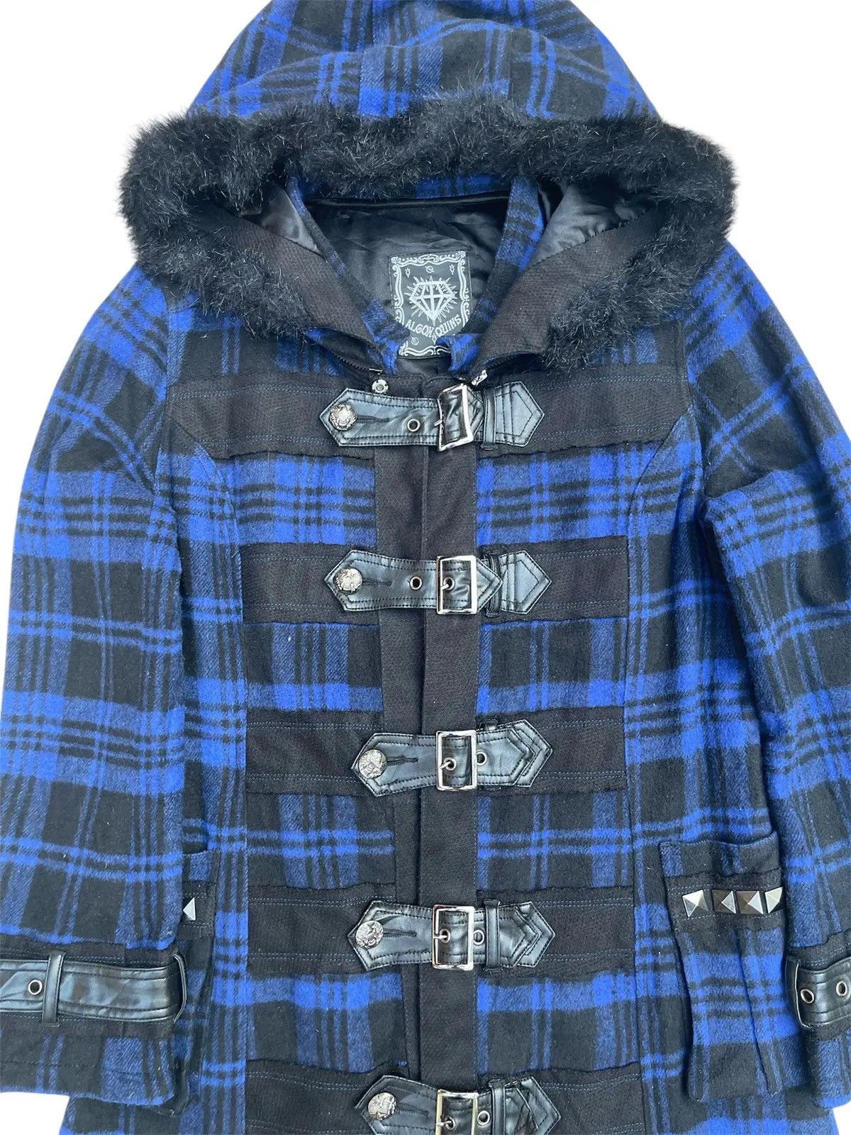 14th Addiction Algonquins Japan Cyber Punk Bondage Plaid Faux Fur Parka Size US M / EU 48-50 / 2 - 3 Thumbnail