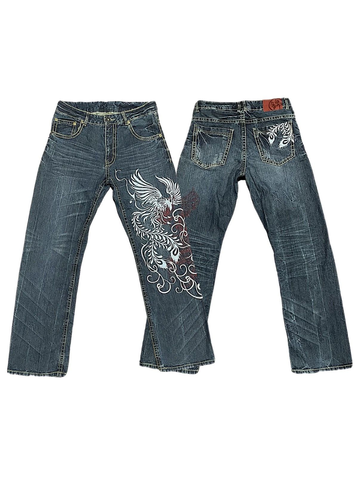 Japanese Brand Japanese Flying Phoenix Embroidered Yakuza Fashion Jeans Size US 32 / EU 48 - 1 Thumbnail