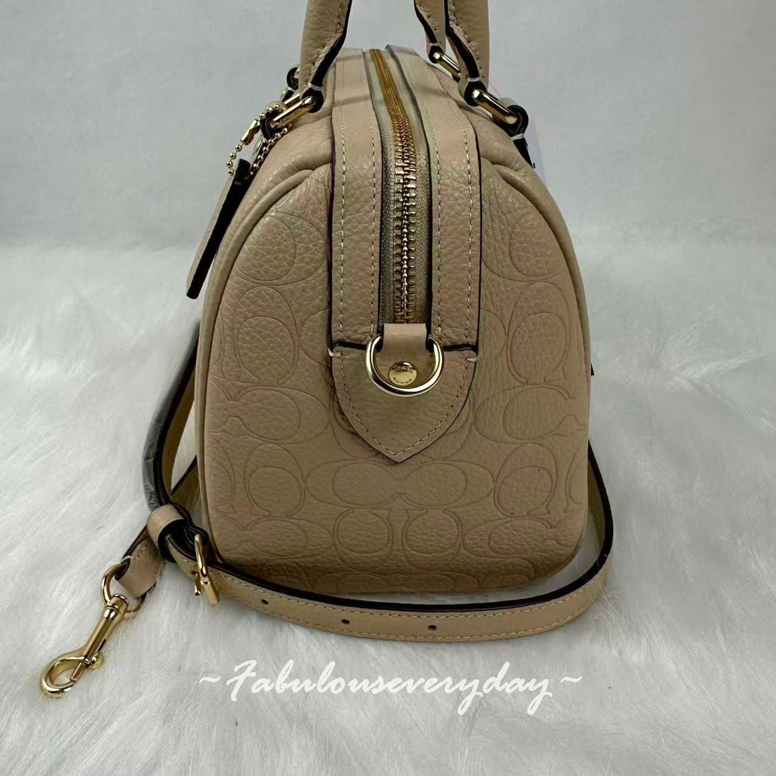 Coach Coach Rowan Satchel Bag Crossbody Signature Leather/Gold/Oat Size ONE SIZE - 2 Thumbnail