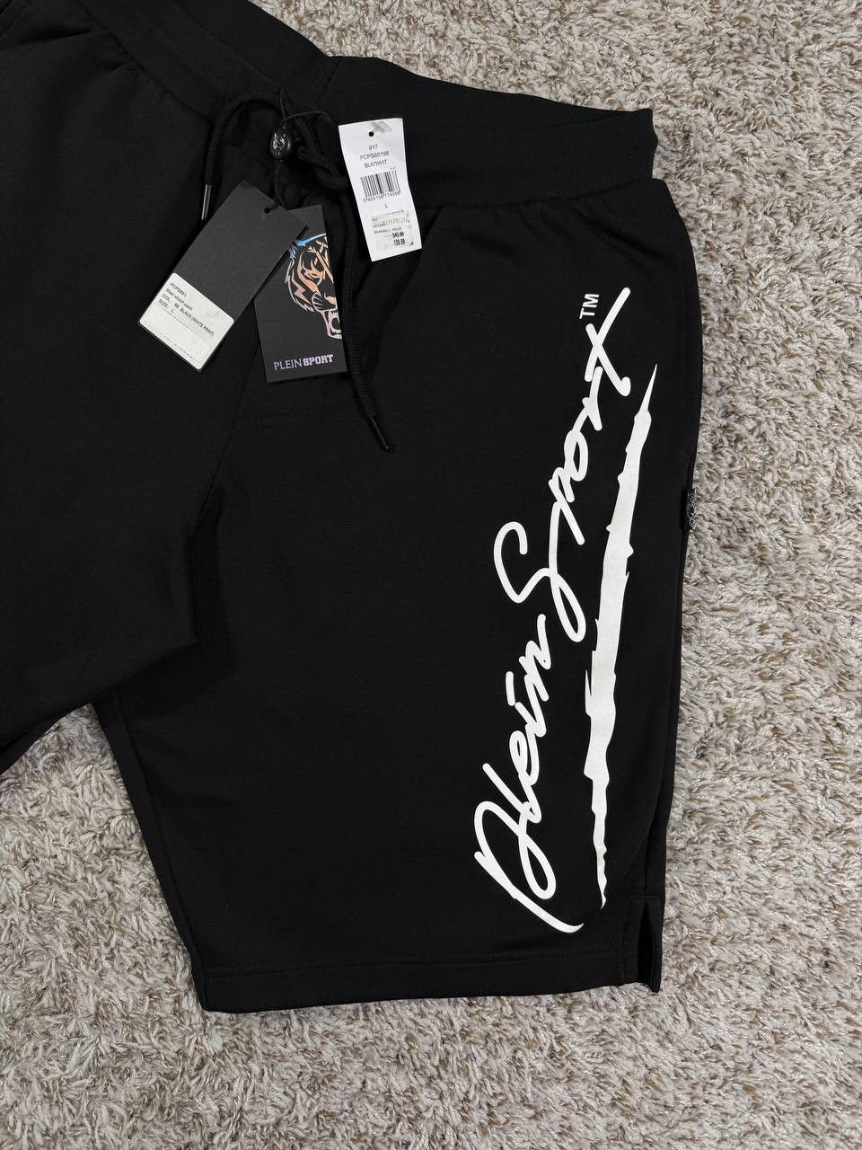 Philipp Plein Plein Sport Print White Logo Black Shorts Size US 32 / EU 48 - 3 Thumbnail