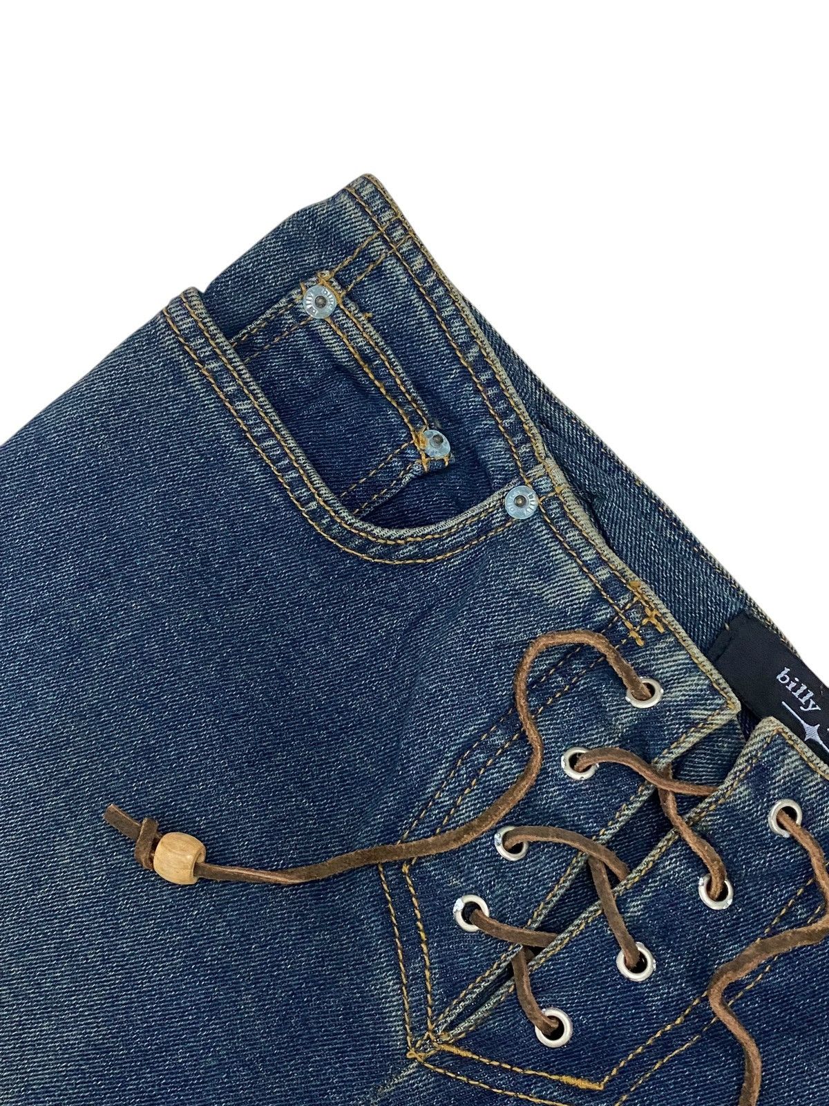 Tornado Mart Vintage Flare Billy Blues Lace Up Denim with Frayed Hem Size US 31 - 8 Thumbnail