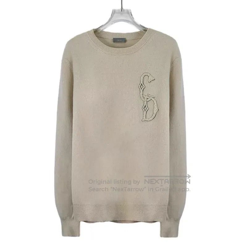 Dior Dior Apricot-coloured logo pearl embroidery cashmere round Size US S / EU 44-46 / 1 - 1 Thumbnail