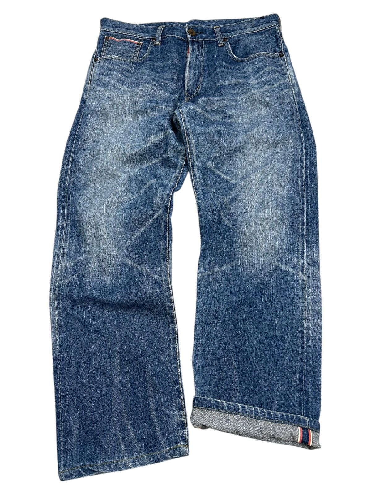 Edwin Edwin 505z Selvedge Buckle Back Baggy Denim Orange Tab Size US 35 - 1 Thumbnail