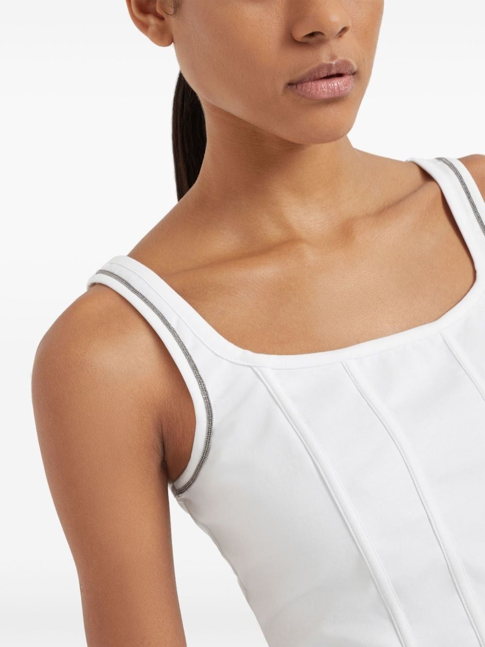 Brunello Cucinelli o1y0825 Bustier in White Size XS / US 0-2 / IT 36-38 - 2 Thumbnail