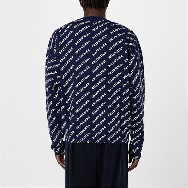 Balenciaga Logo Intarsia Cotton Blend Jumper Size US M / EU 48-50 / 2 - 3 Thumbnail