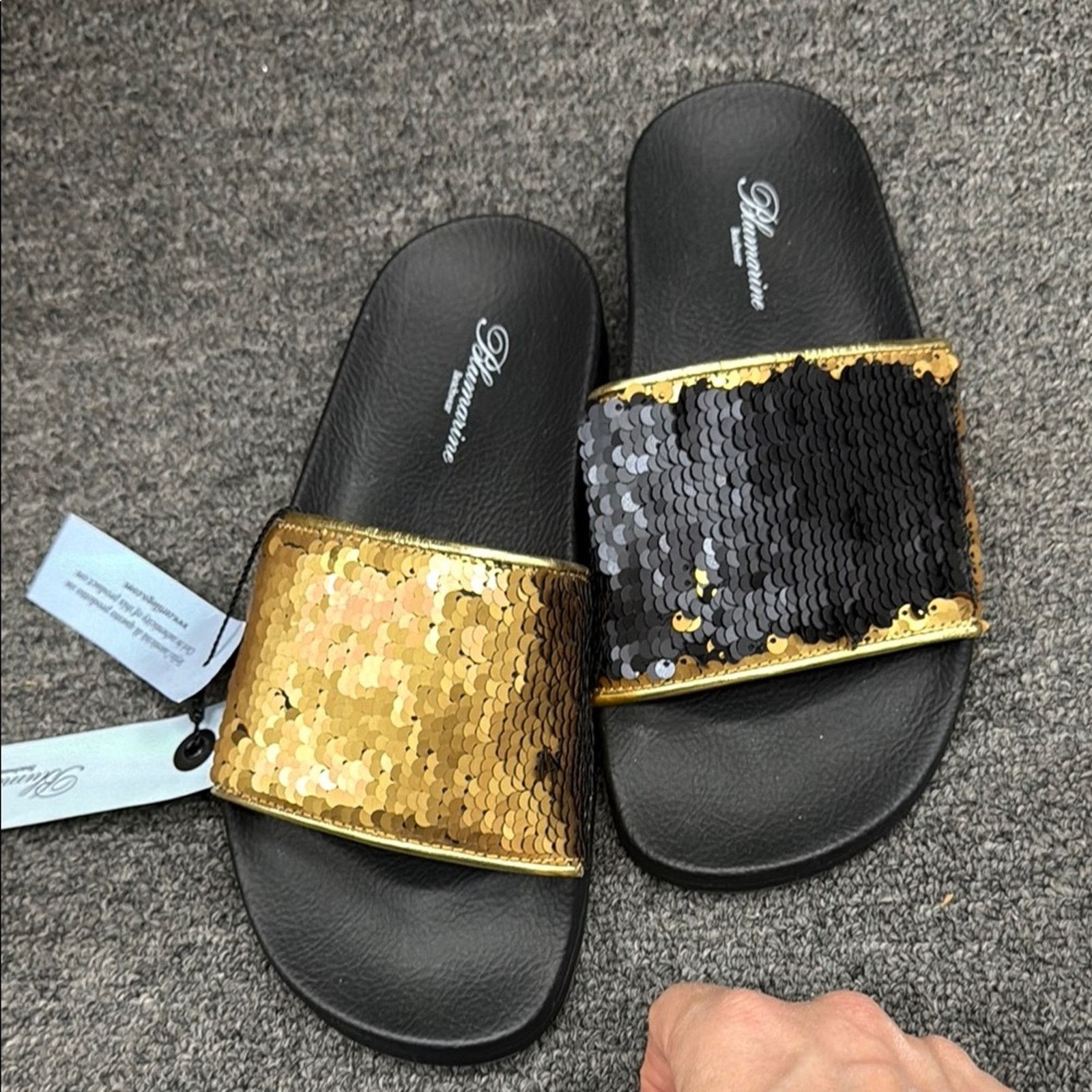 Blumarine NWT Blumarine Gold and/or black Slide Sandals Size 37 US 7 Size US 7 / IT 37 - 2 Thumbnail