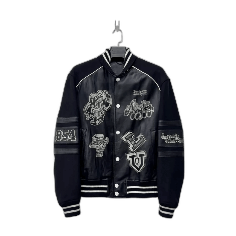 Louis Vuitton Black Logo Varsity Jacket -2505