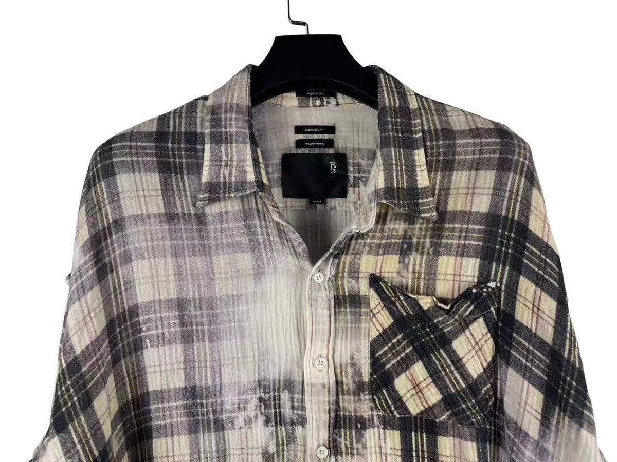 R13 R13 24SS Shredded Seam Bleached Plaid Oversize Flannel Shirt Size US S / EU 44-46 / 1 - 3 Thumbnail