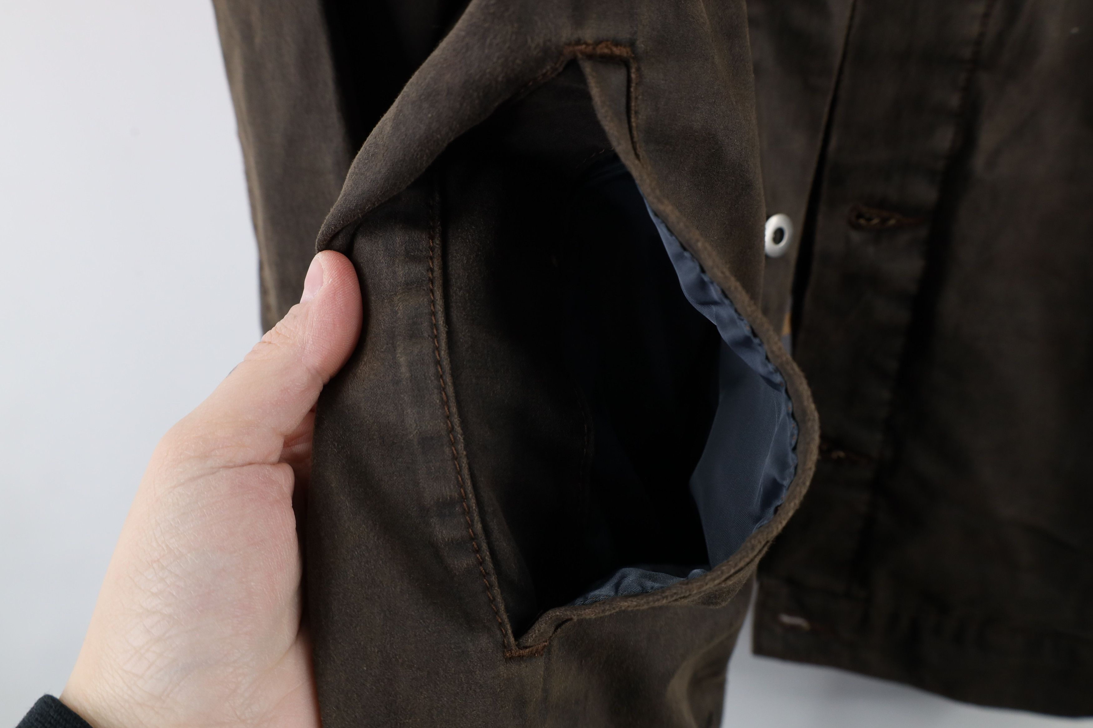 Vintage Vintage 90s Streetwear Waxed Cotton Trucker Jacket Brown Size US L / EU 52-54 / 3 - 6 Thumbnail