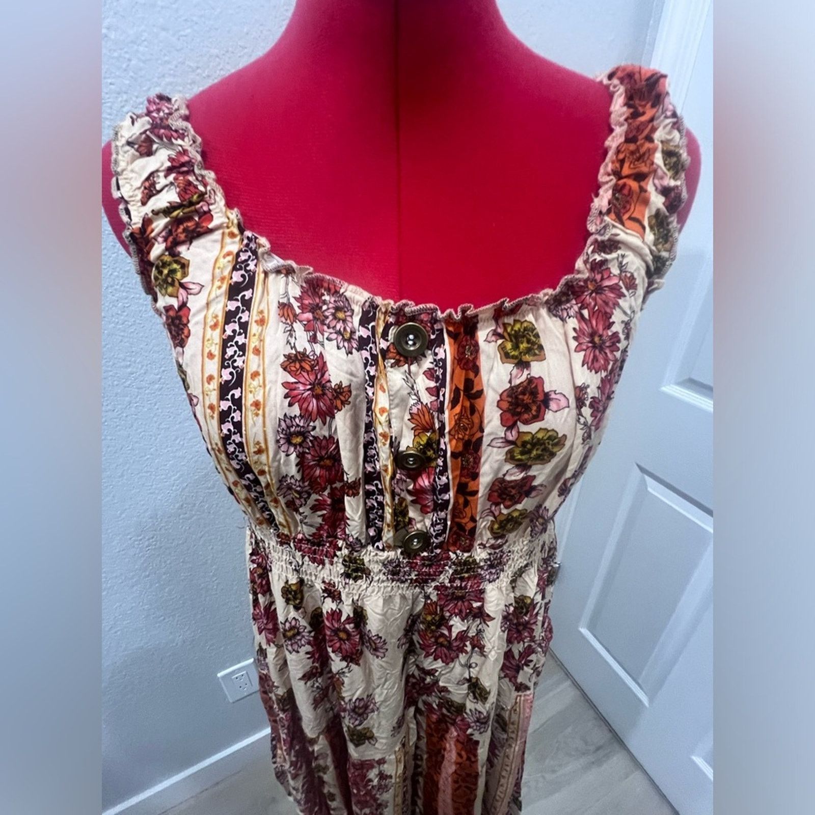 Anthropologie LAPIS Anthropology Floral Orange Cream Summer Sun Boho Size L / US 10 / IT 46 - 6 Thumbnail