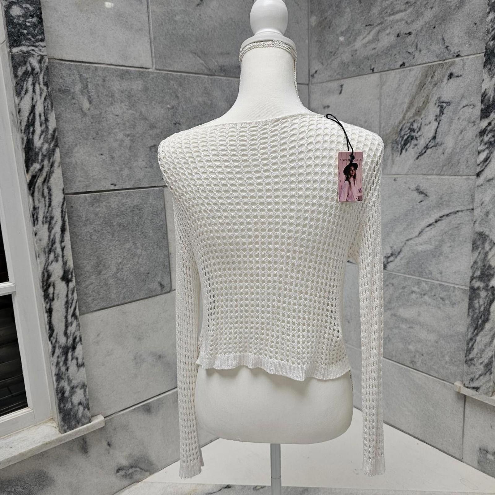 Designer Sincerely Jules for Bandier Women's White Knit Sweater Size S / US 4 / IT 40 - 4 Thumbnail