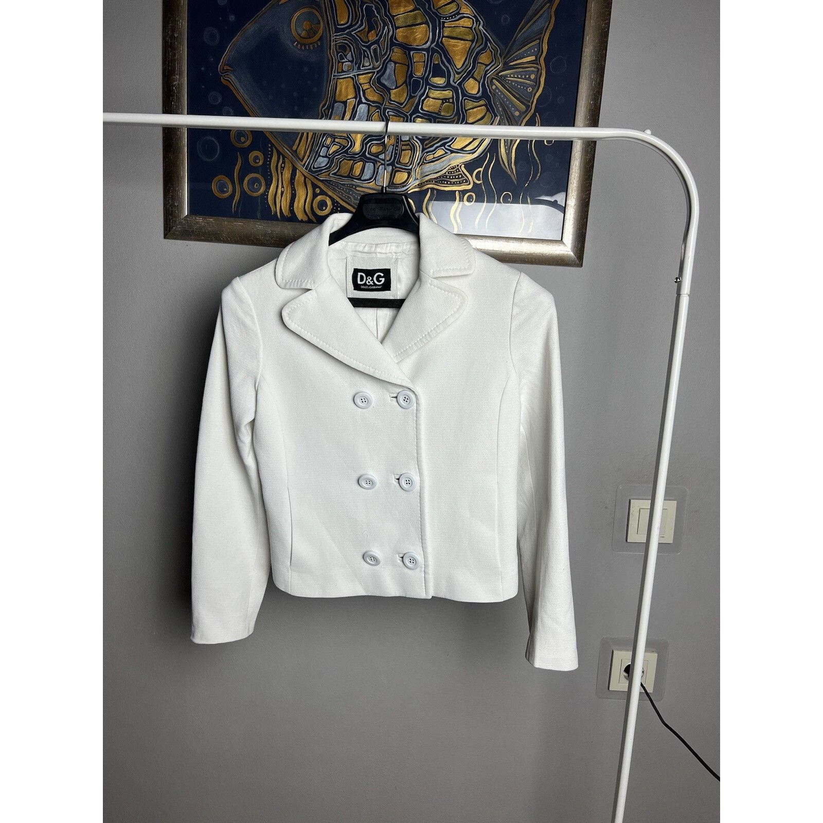 Dolce & Gabbana Dolce&Gabbana White Double Breasted Cropped Pea Coat Jacket Size M / US 6-8 / IT 42-44 - 3 Thumbnail