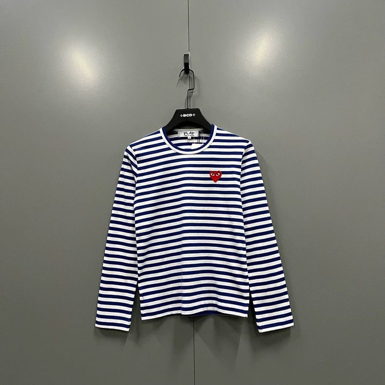 Comme des Garcons Comme Des Garcons Blue and White Stripe Love Embroidery Lo Size L / US 10 / IT 46 - 1 Thumbnail