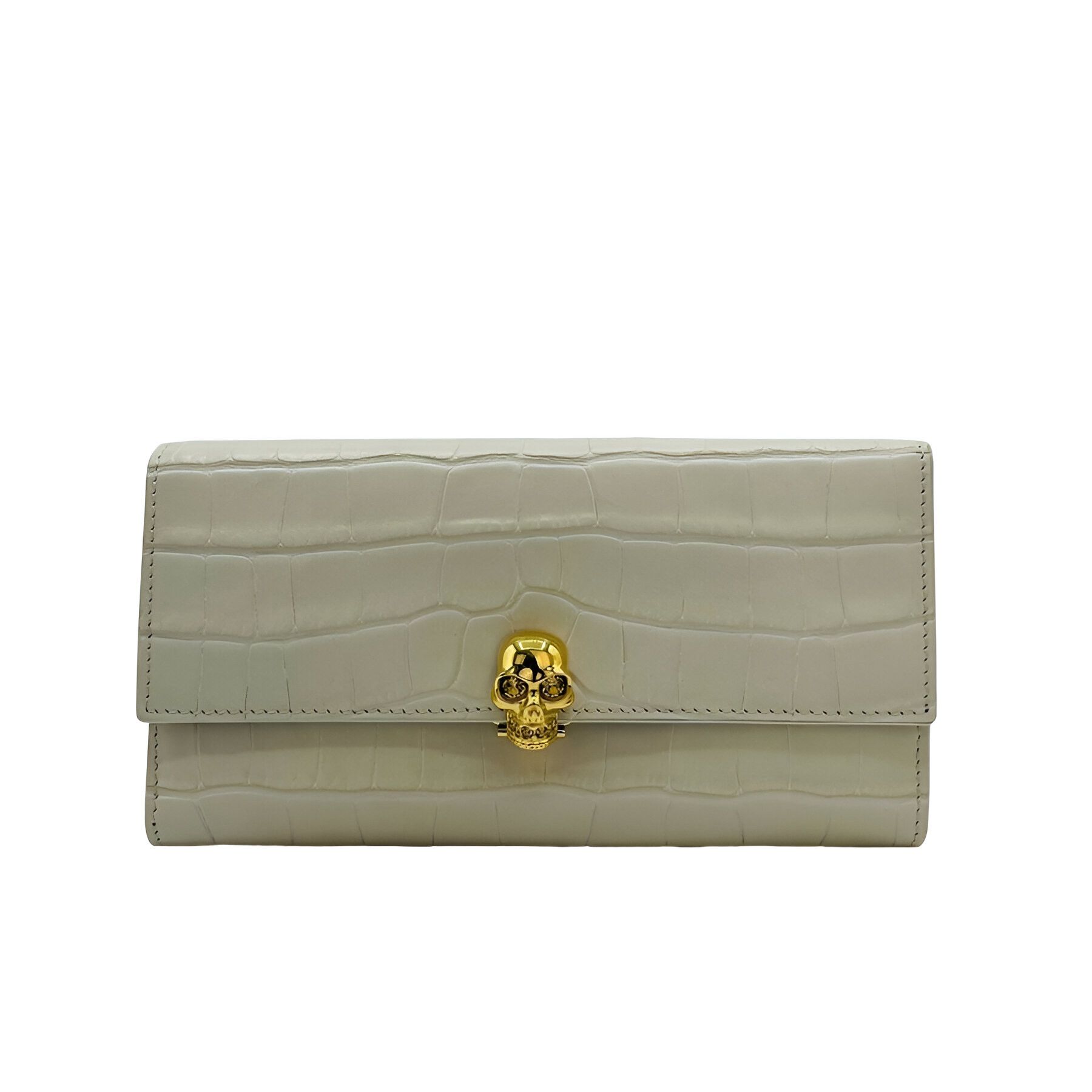 Alexander McQueen Off White Croc-embossed Leather Skull Wallet Size ONE SIZE - 1 Thumbnail