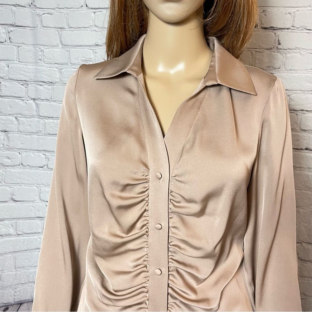 Elie Tahari NWT New $245 Elie Tahari Silk Ruched Front Beige Blouse Siz Size S / US 4 / IT 40 - 2 Thumbnail