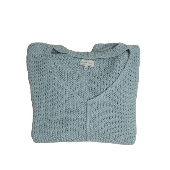 Lucky Brand Lucky Brand Baby Blue Thick Knit V-Neck Keyhole Sweater Size S / US 4 / IT 40 - 1 Thumbnail
