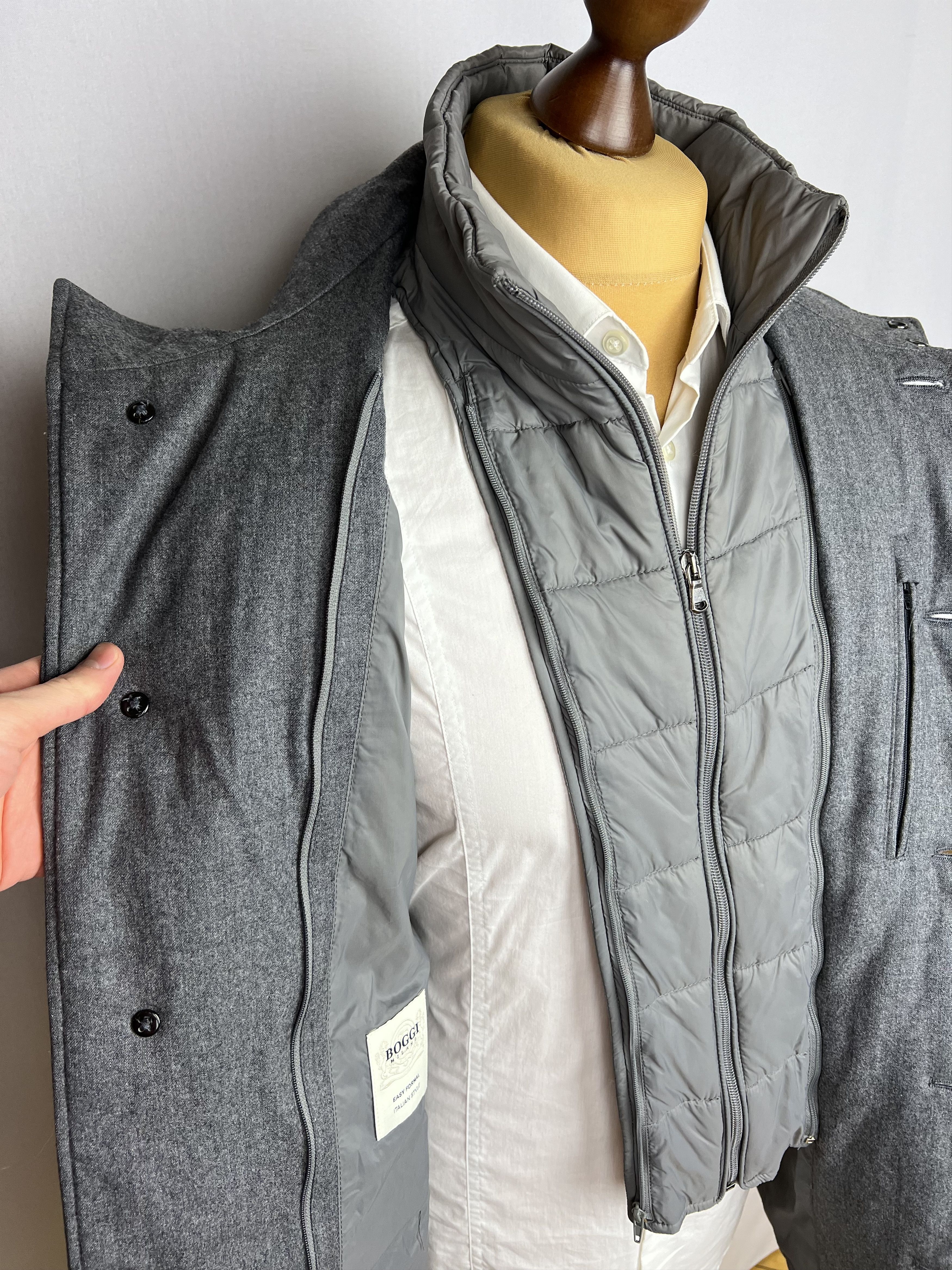 Boggi Vitale Barberis Wool Single-Breasted Insulated Coat Size US M / EU 48-50 / 2 - 4 Thumbnail