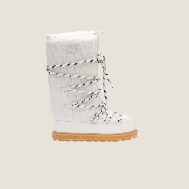 Miu Miu o1B3y1r0426 Recycled Nylon Après-Ski Boots in White Size US 12 / IT 42 - 1 Thumbnail
