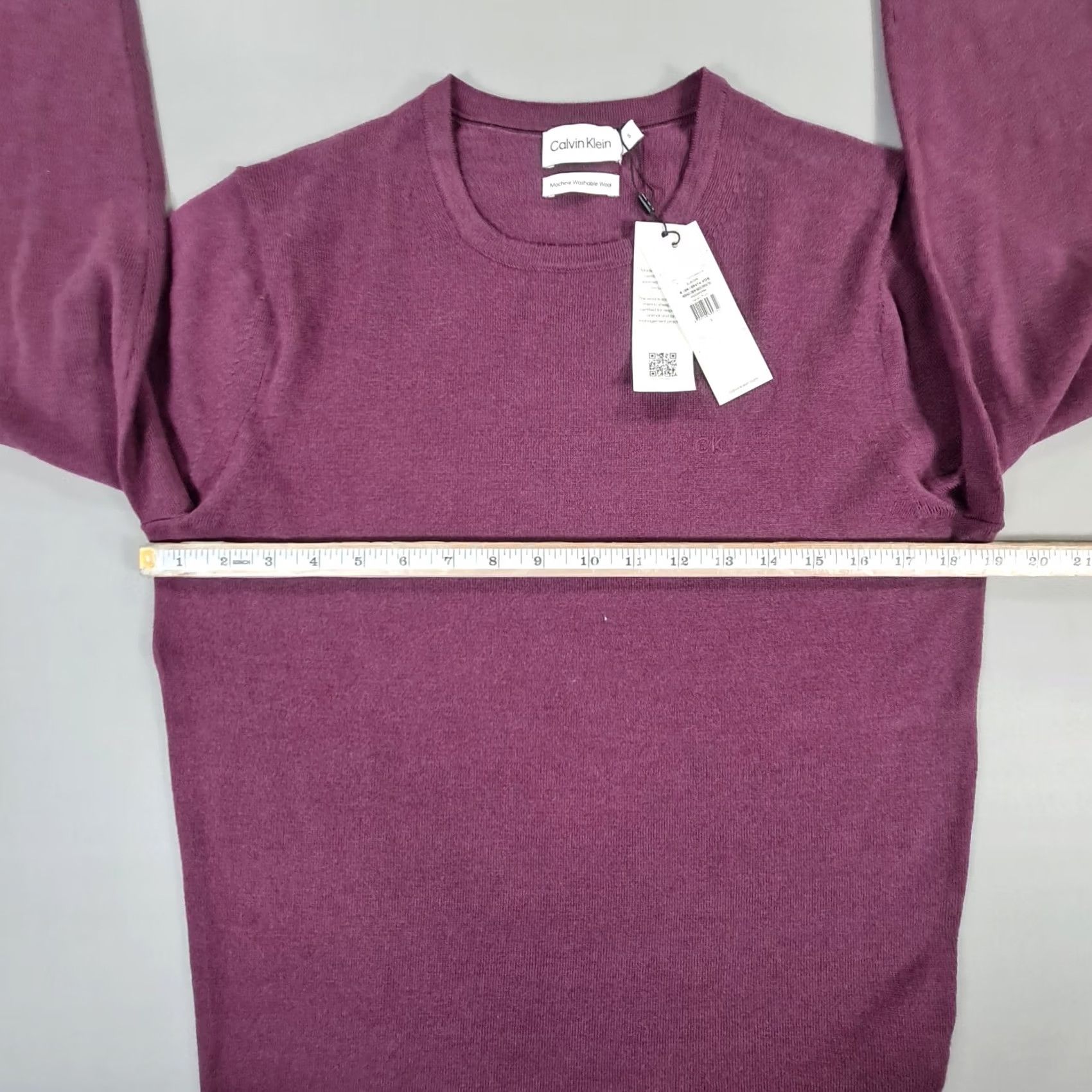Calvin Klein Calvin Klein Mens Jumper Purple Small Regular Fit 100% Wool Knitted Pullover Slim Knit Crew Neck Long Sleeve Casual Size US S / EU 44-46 / 1 - 7 Thumbnail