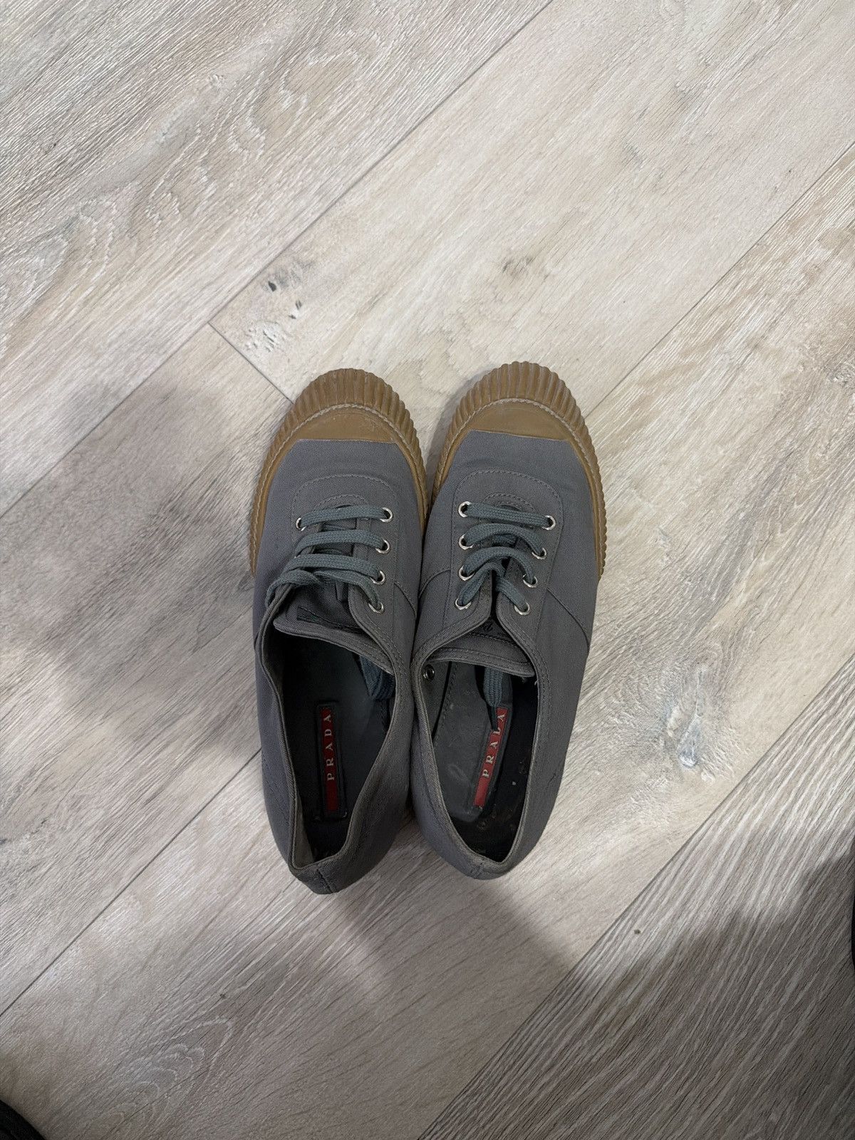 Prada Prada Canvas Sneakers – Grey with Gum Sole Size US 6.5 / EU 39-40 - 6 Thumbnail