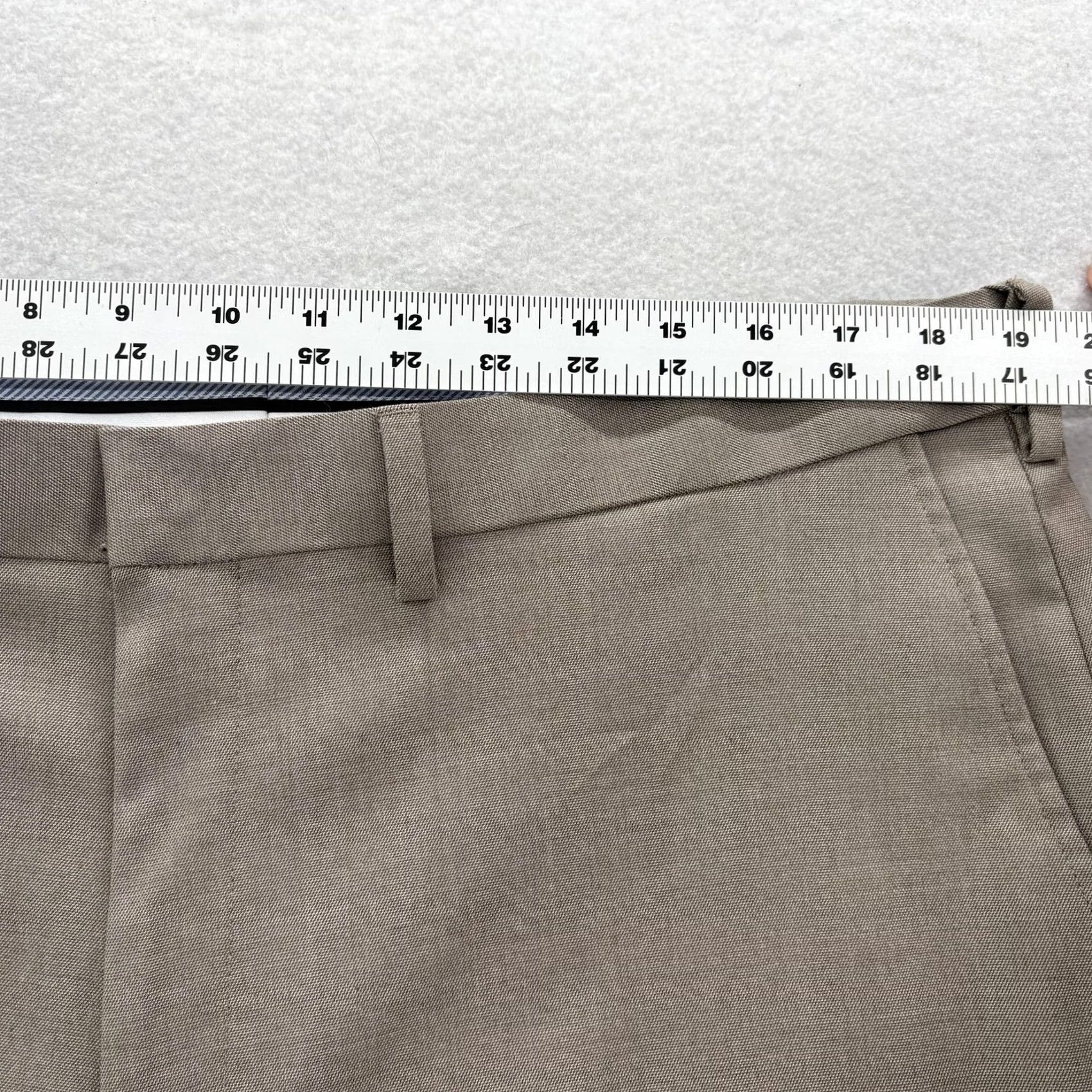 Haggar J.M. Haggar Premium Stretch Dress Pants Mens 38x34 Beige Classic Fit Flat Front Pockets Slim Straight Slant Pocket Business Formal Wedding Size US 38 / EU 54 - 7 Thumbnail