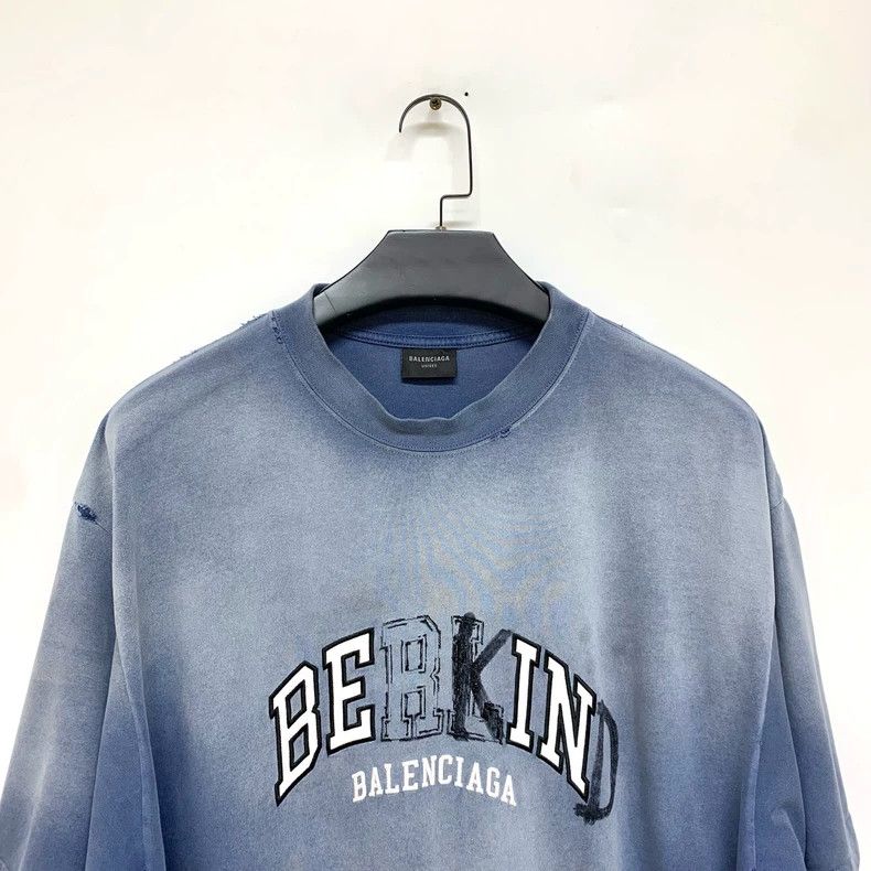 Balenciaga Balenciaga Washed haze blue letter logo short sleeves Size US L / EU 52-54 / 3 - 5 Thumbnail