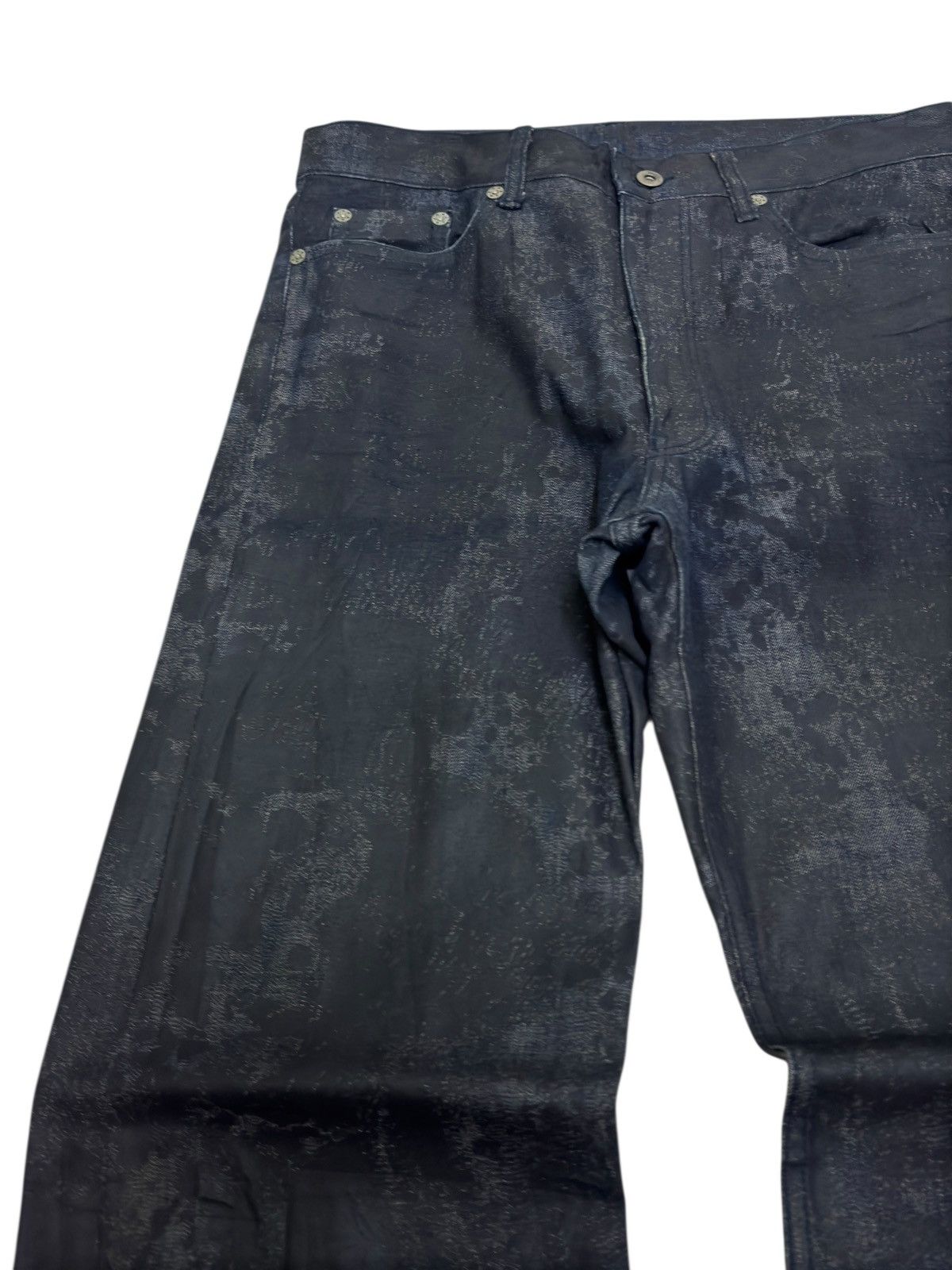If Six Was Nine Monsieur Nicole by Yukio Kobayashi Waxed Coated Sleek Denim Size US 29 - 4 Thumbnail