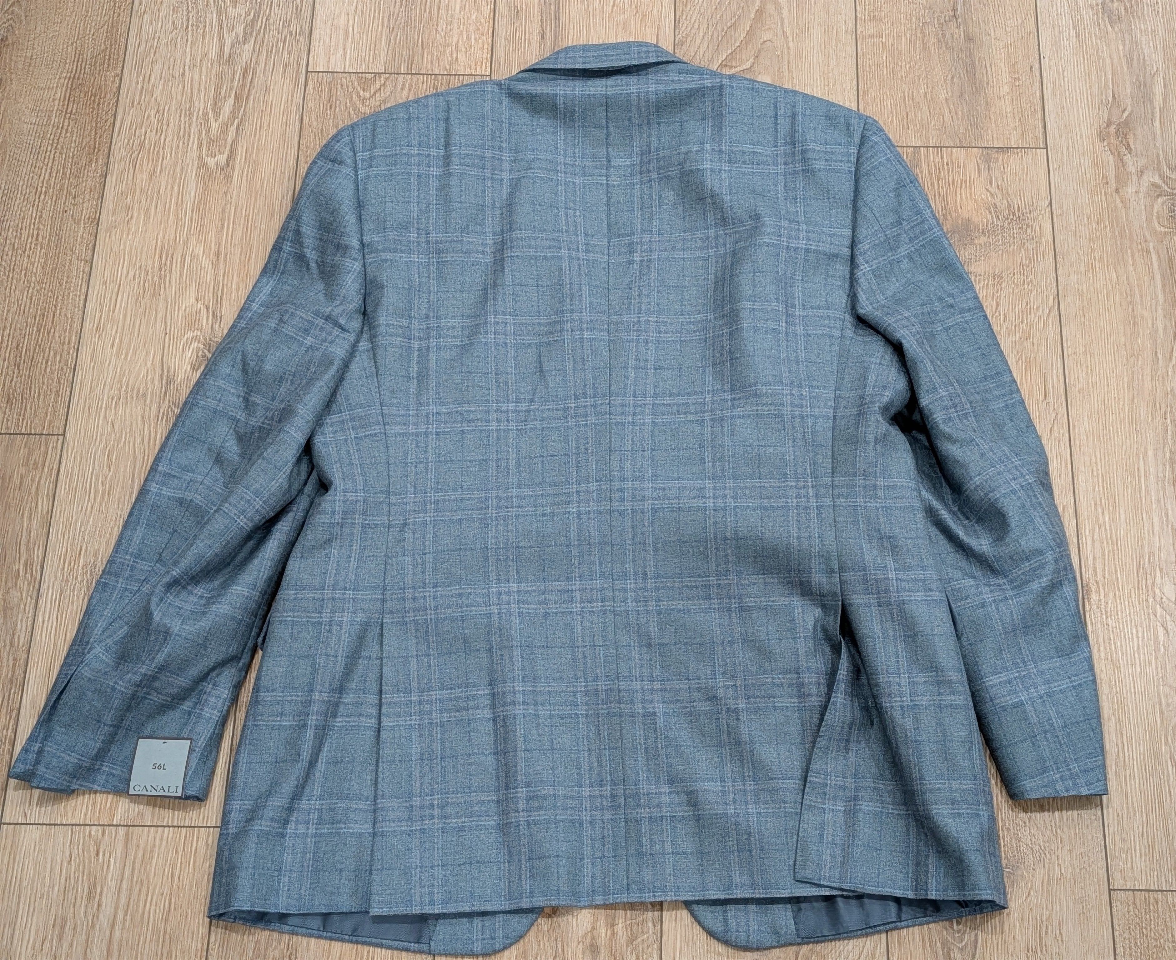 Canali CANALI Shadow Check Silk/Cashmere Sport Coat Light Green 46L Size 46L - 5 Thumbnail