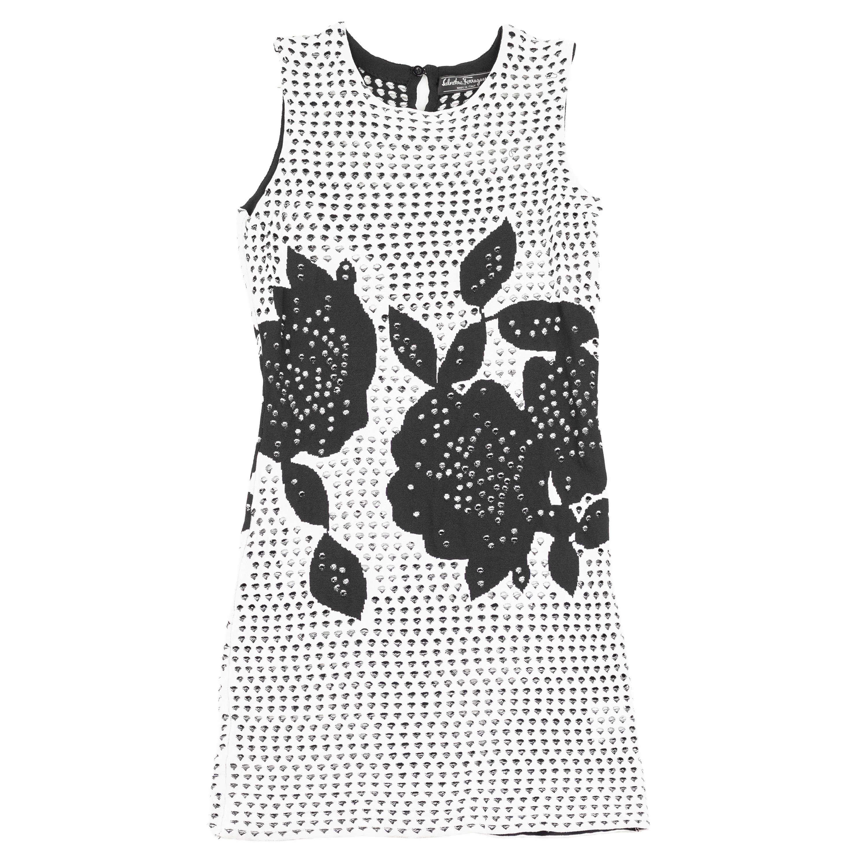 Salvatore Ferragamo Salvatore Ferragamo Black & White Holes Mini Dress Size M / US 6-8 / IT 42-44 - 1 Thumbnail