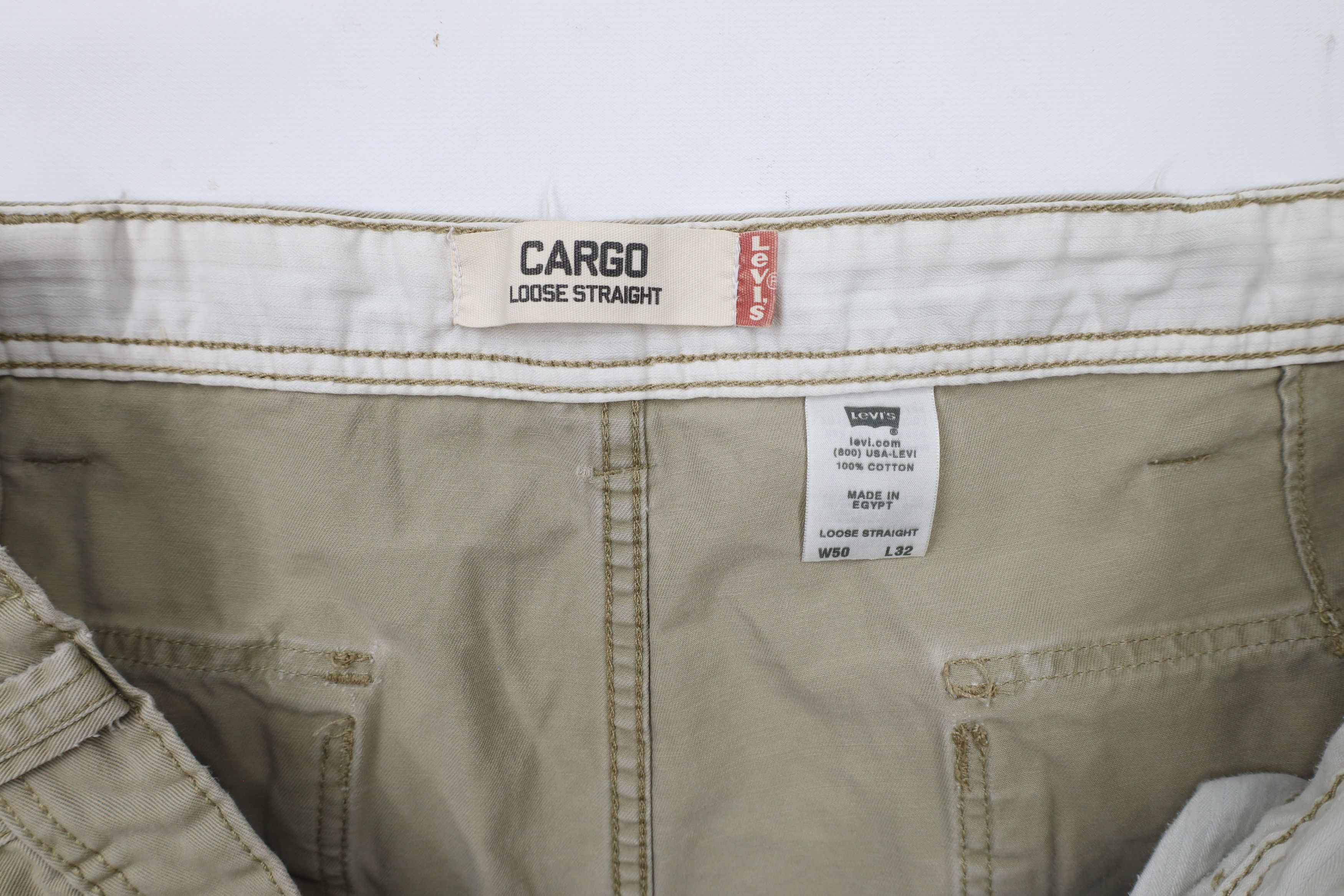 Levi's × Vintage Vintage Y2K Levis Loose Straight Wide Leg Cargo Pants Beige Size US 44 / EU 60 - 9 Thumbnail