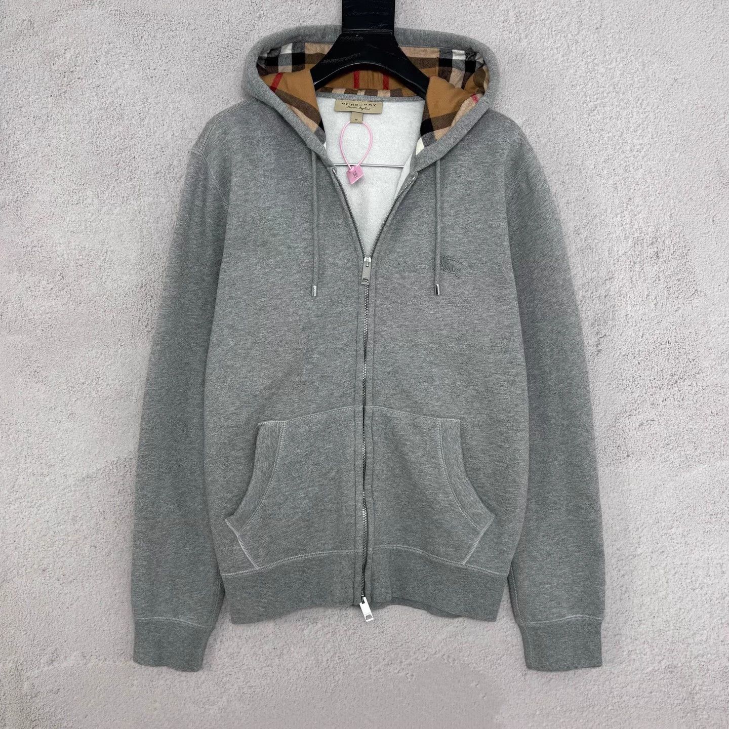 Burberry BURBERRY Grey Horseferry Embroidery Check Hoodie Size US M / EU 48-50 / 2 - 1 Thumbnail