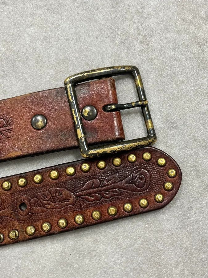 Polo Ralph Lauren 2000s Ralph Lauren Brown Leather Studded Belt Size ONE SIZE - 5 Thumbnail