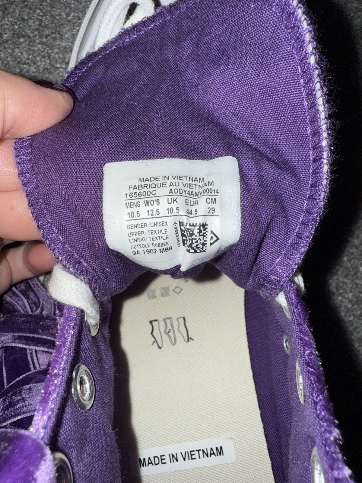 Converse × Golf le Fleur DEADSTOCK Chuck 70 High Purple Quilted Velvet Size US 10.5 / EU 43-44 - 8 Thumbnail