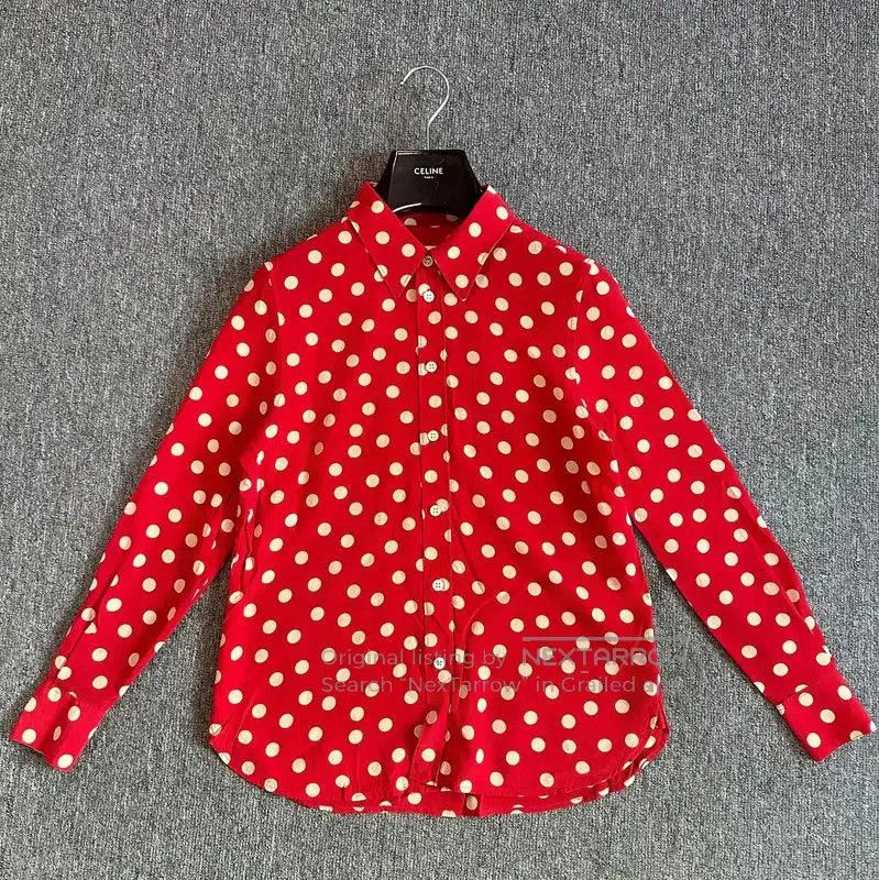 Yves Saint Laurent YSL Red Polka Dot Long Sleeve Shirt . Size S / US 4 / IT 40 - 1 Thumbnail