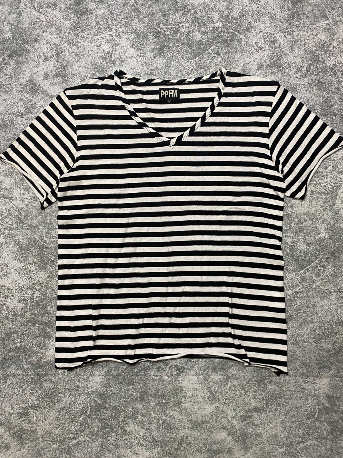 Japanese Brand PPFM Stripe V-Neck Tee Size US S / EU 44-46 / 1 - 1 Thumbnail