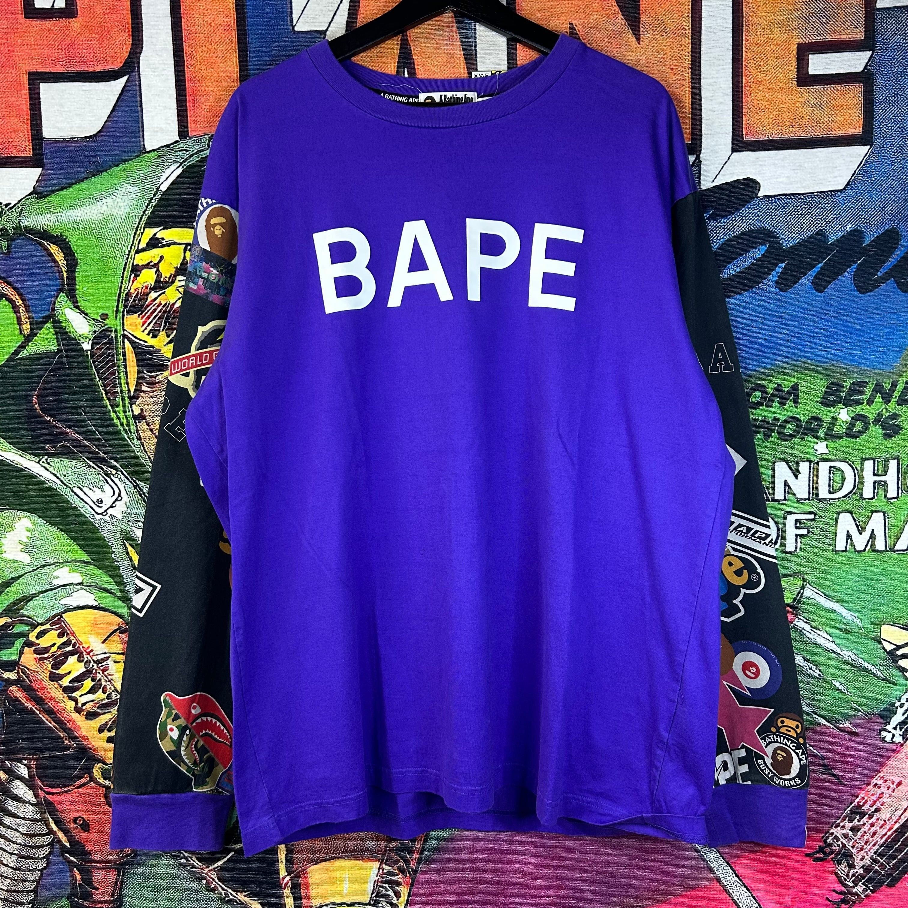 Bape Multi Motif Print Long Sleeve Tee Size XL