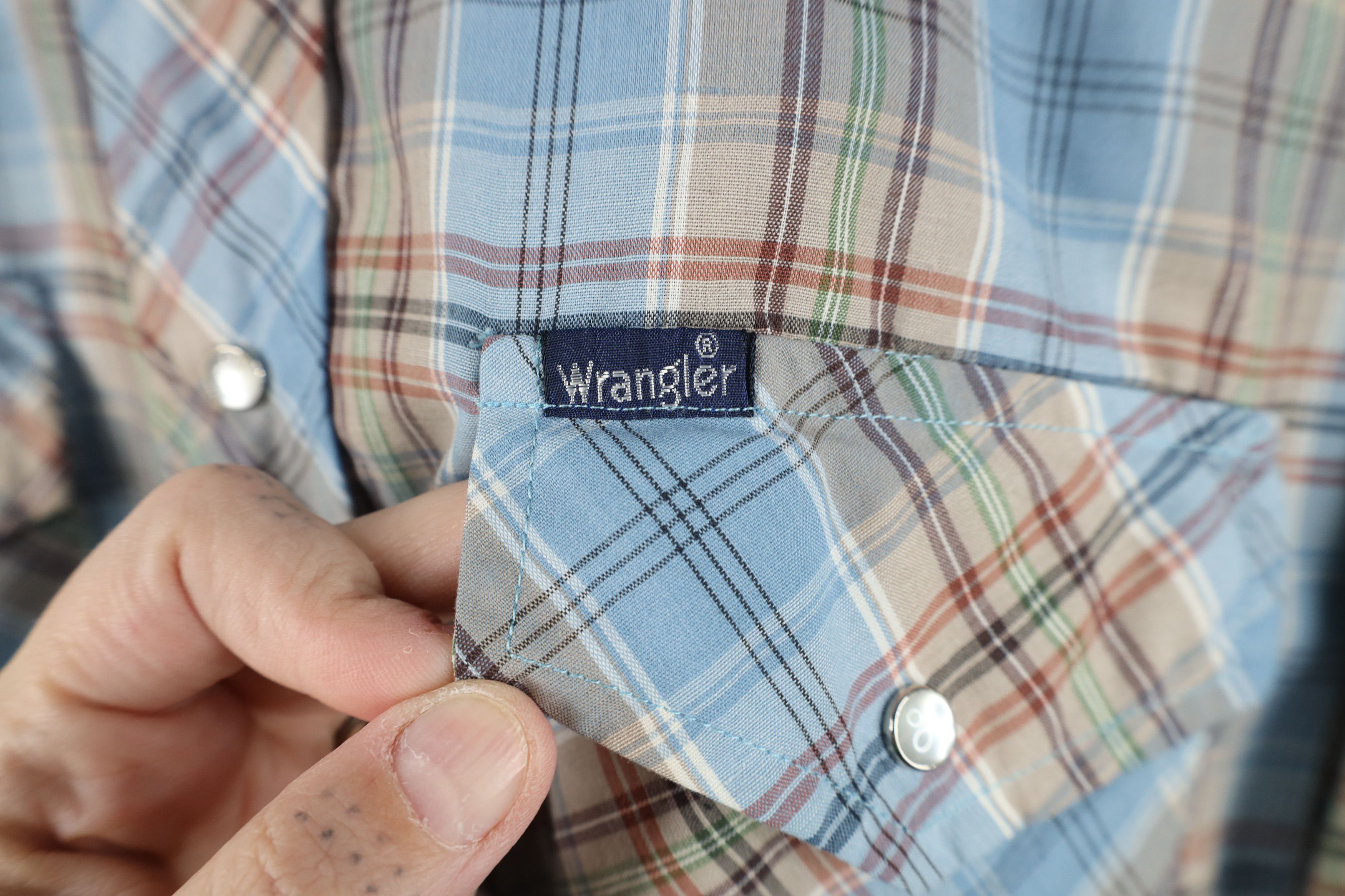 Wrangler Vintage 70s Wrangler Cowboy Snap Button Shirt Rainbow Plaid Size US L / EU 52-54 / 3 - 5 Thumbnail