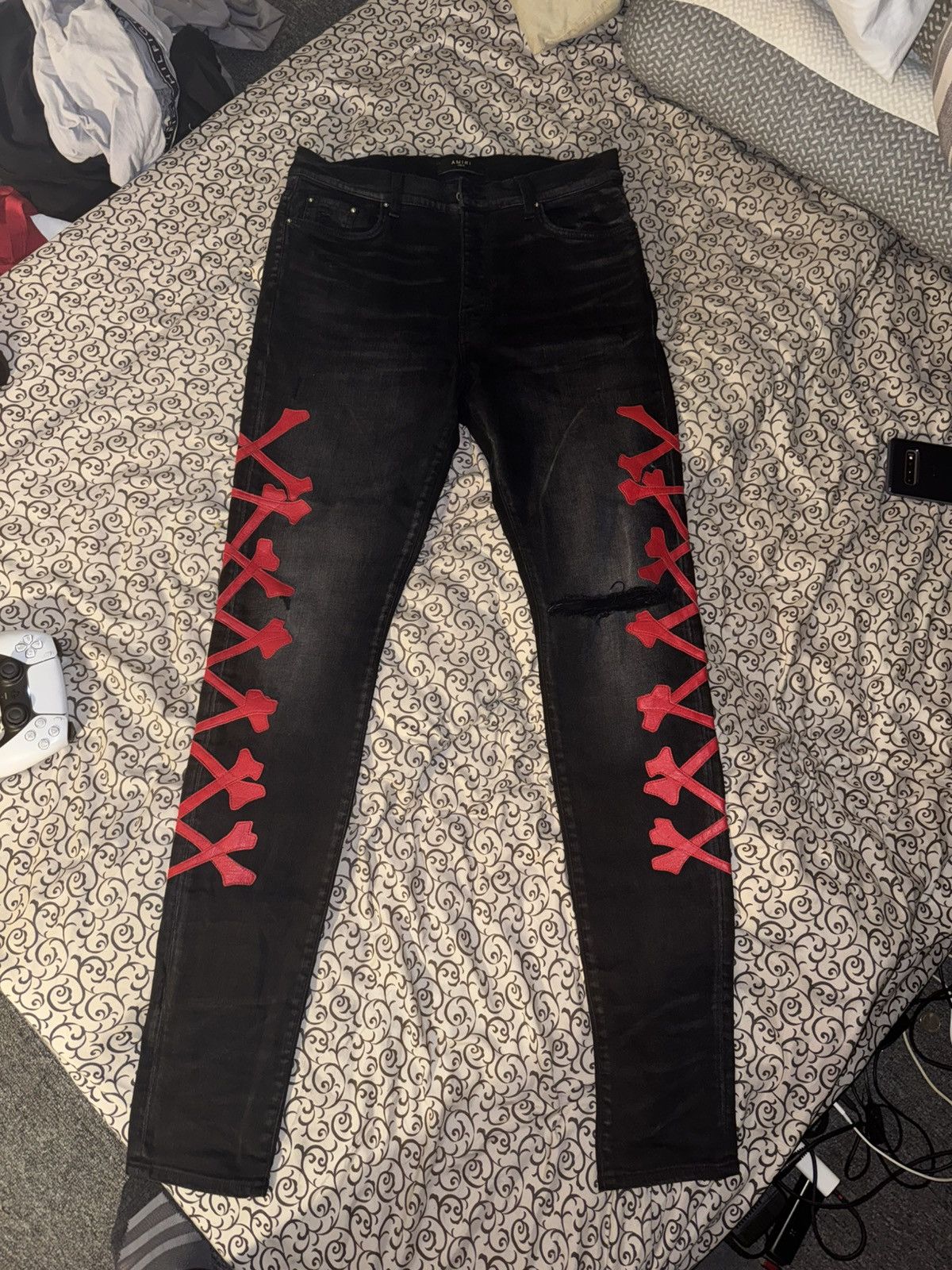 Amiri Amiri bones motif jeans Size US 33 - 1 Thumbnail