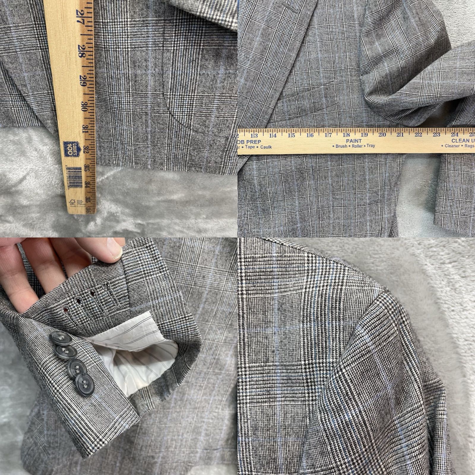 Suitsupply Suitsupply Blazer Men 54 Suit Jacket Sport Coat Plaid Wool Gray Notch 2-Button 4-Button Surgeon Cuffs Double-Vented Regular Size 54R - 8 Thumbnail
