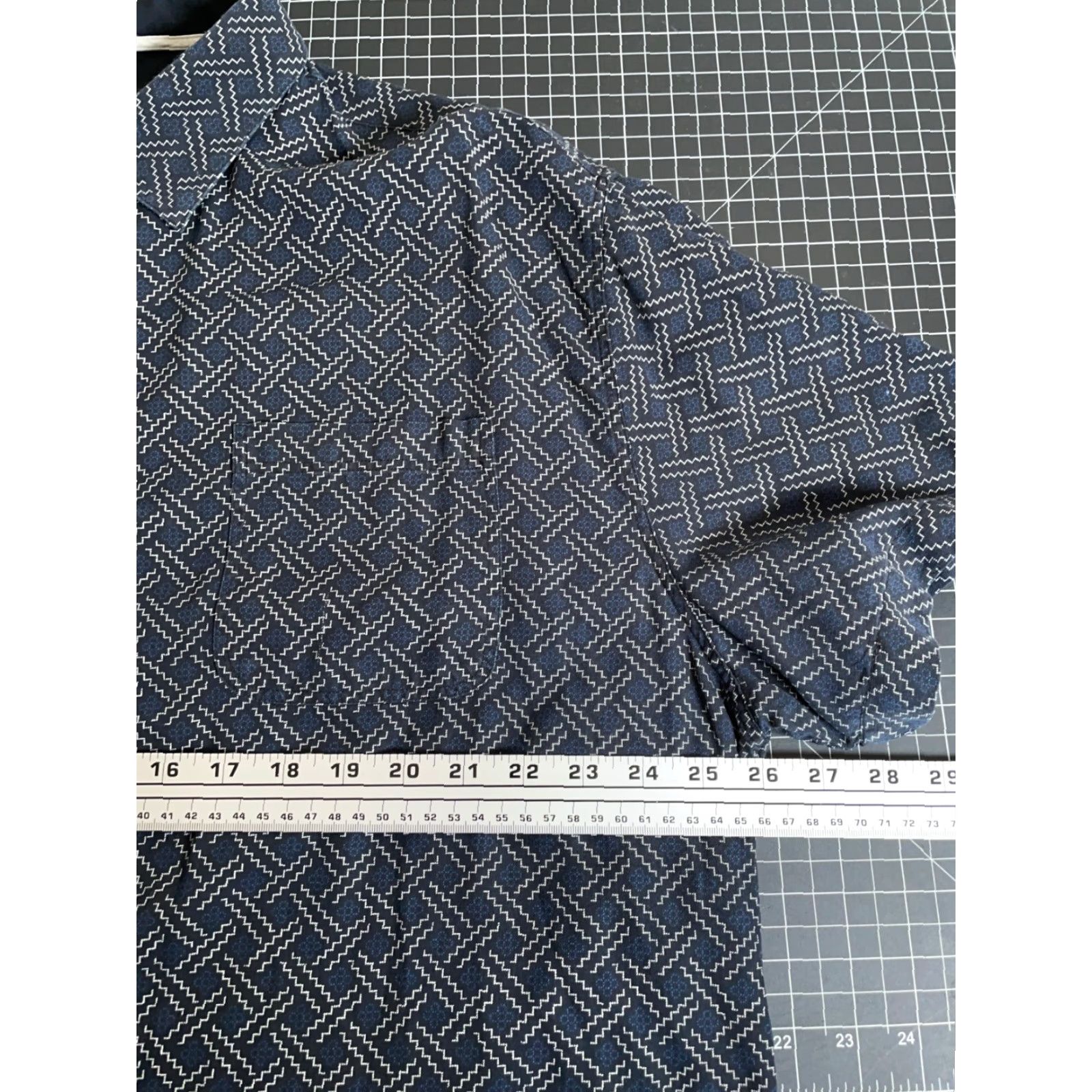 Nat Nast VINTAGE Nat Nast Geometric Shirt Adult 2XL Dark Blue Cotton Silk Blend, Button-Up, Short Sleeve, Collared, Casual, Retro Menswear Size US XXL / EU 58 / 5 - 5 Thumbnail