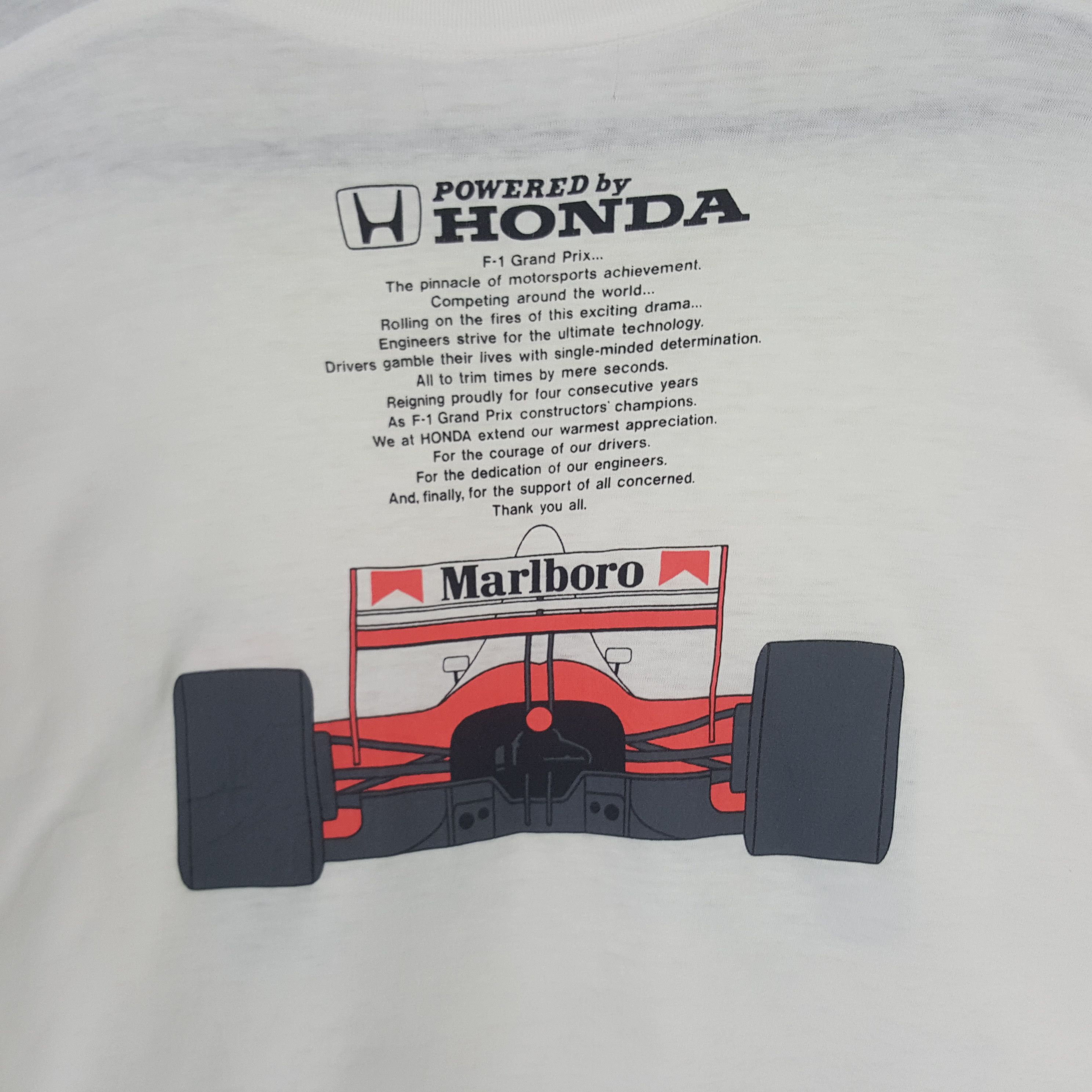 Vintage Vintage Powered by Honda x Marlboro Racing Tshirt Size US L / EU 52-54 / 3 - 2 Thumbnail