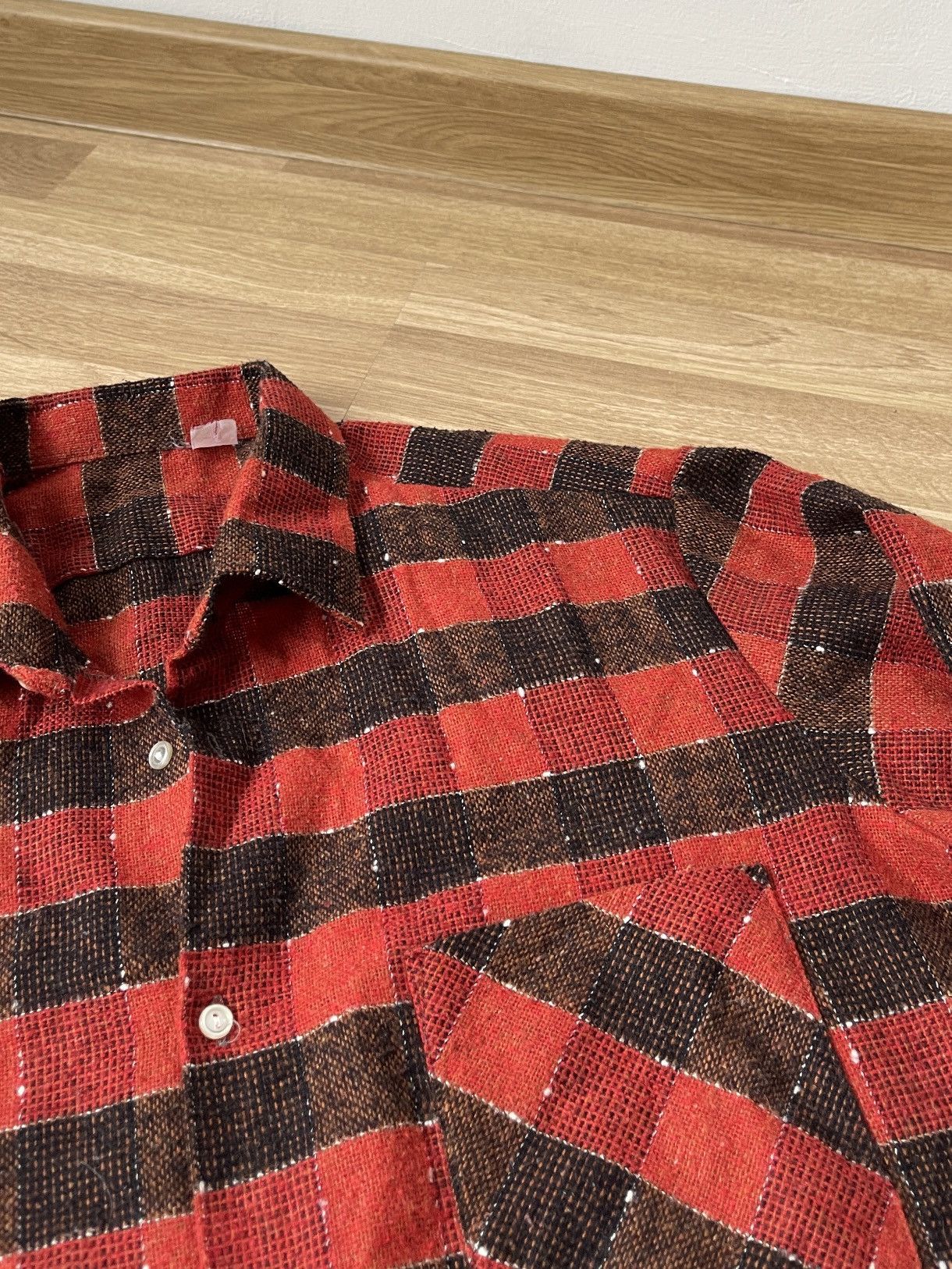 Japanese Brand × Vintage Vintage 70s Knit Flannel Shirt Size L Size US L / EU 52-54 / 3 - 5 Thumbnail