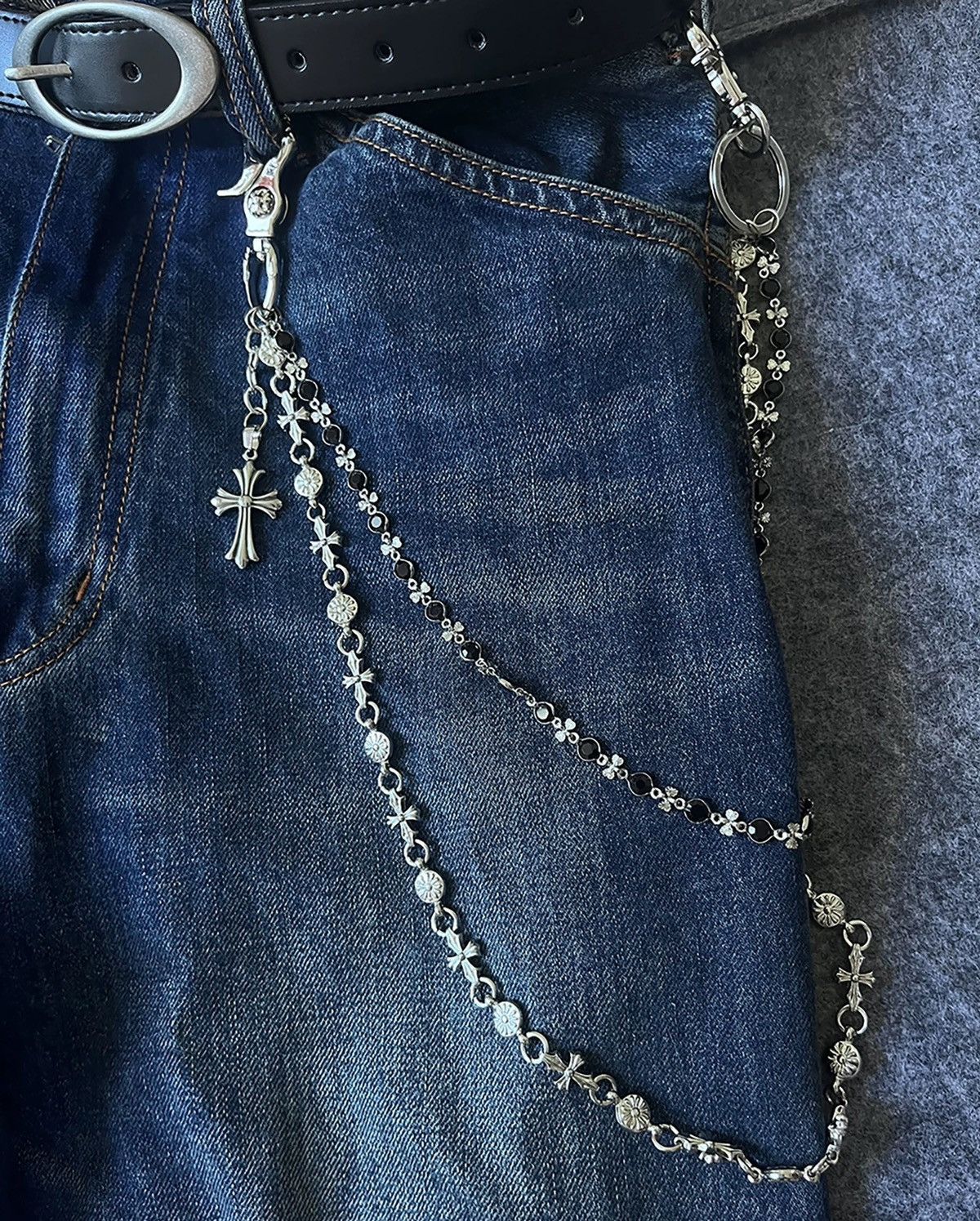 Jewelry Retro streetwear punk cross double layer pocket wallet chain Size ONE SIZE - 3 Thumbnail