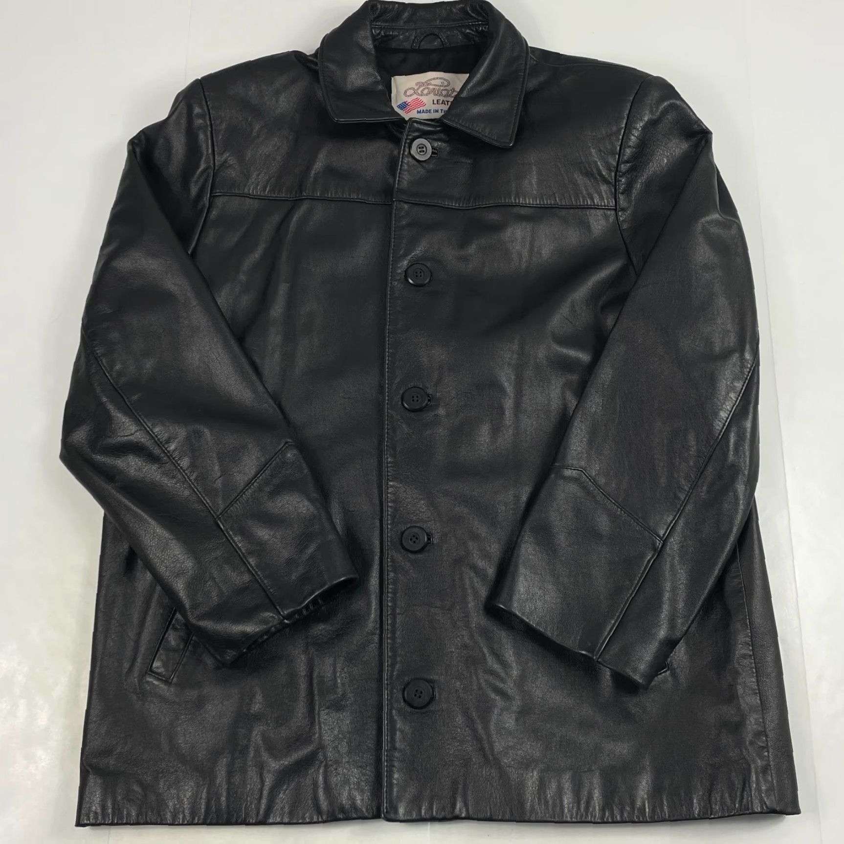 Ariat VINTAGE Lariat Leather Jacket Mens Large Black Button Up Motorcycle Biker USA Jacket Size US L / EU 52-54 / 3 - 2 Thumbnail