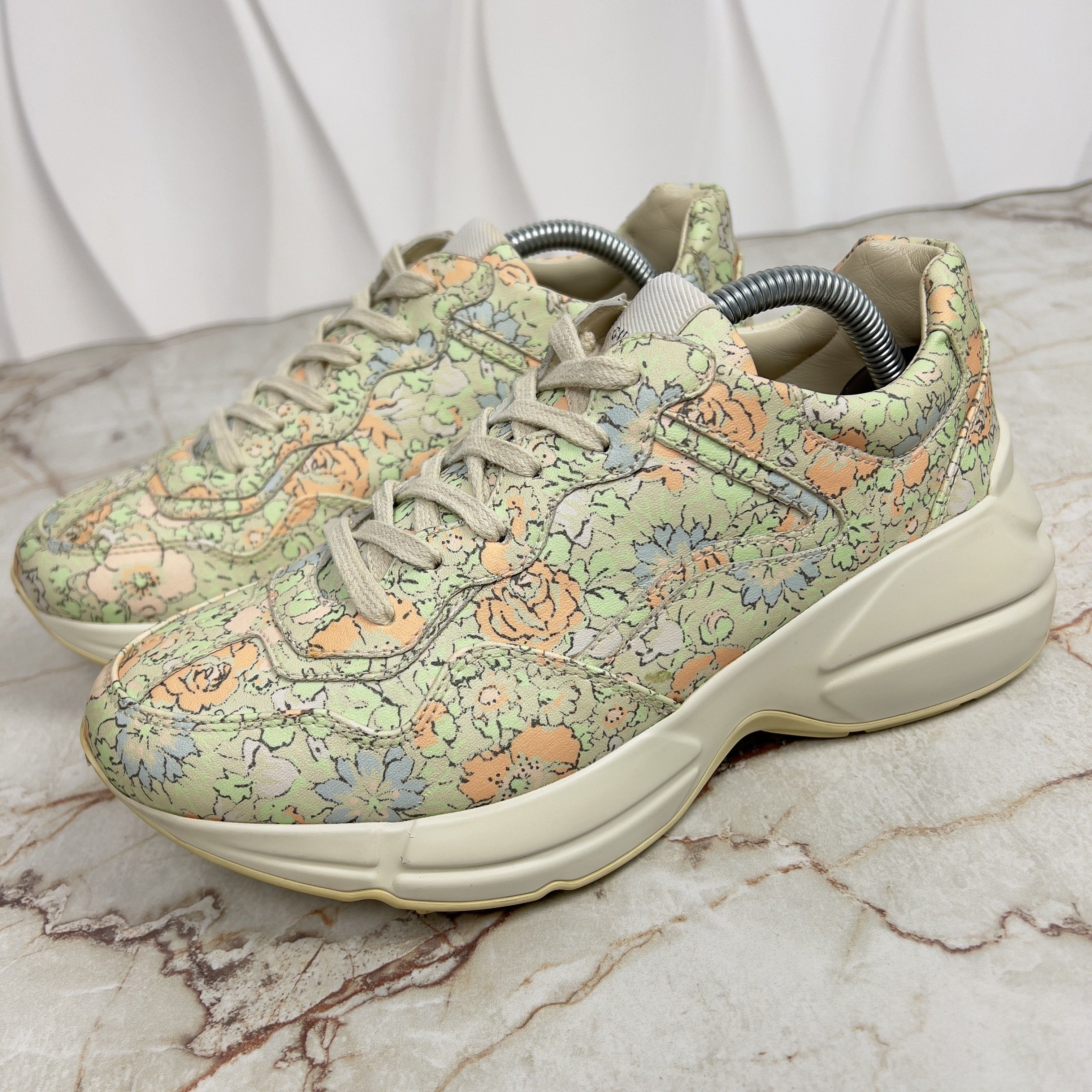 Gucci Liberty Rhyton Floral Canvas Sneaker Leather Size US 7 / IT 37 - 1 Thumbnail