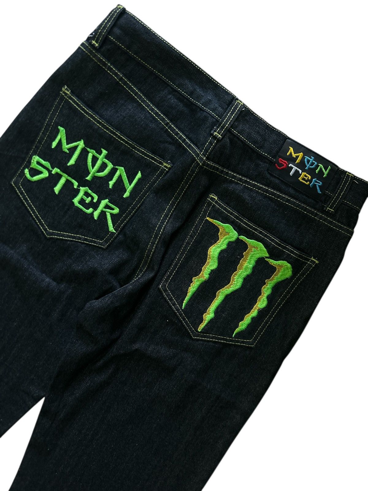 Vintage Vintage Monster Energy Embroidered Baggy Denim Jeans Size US 35 - 4 Thumbnail